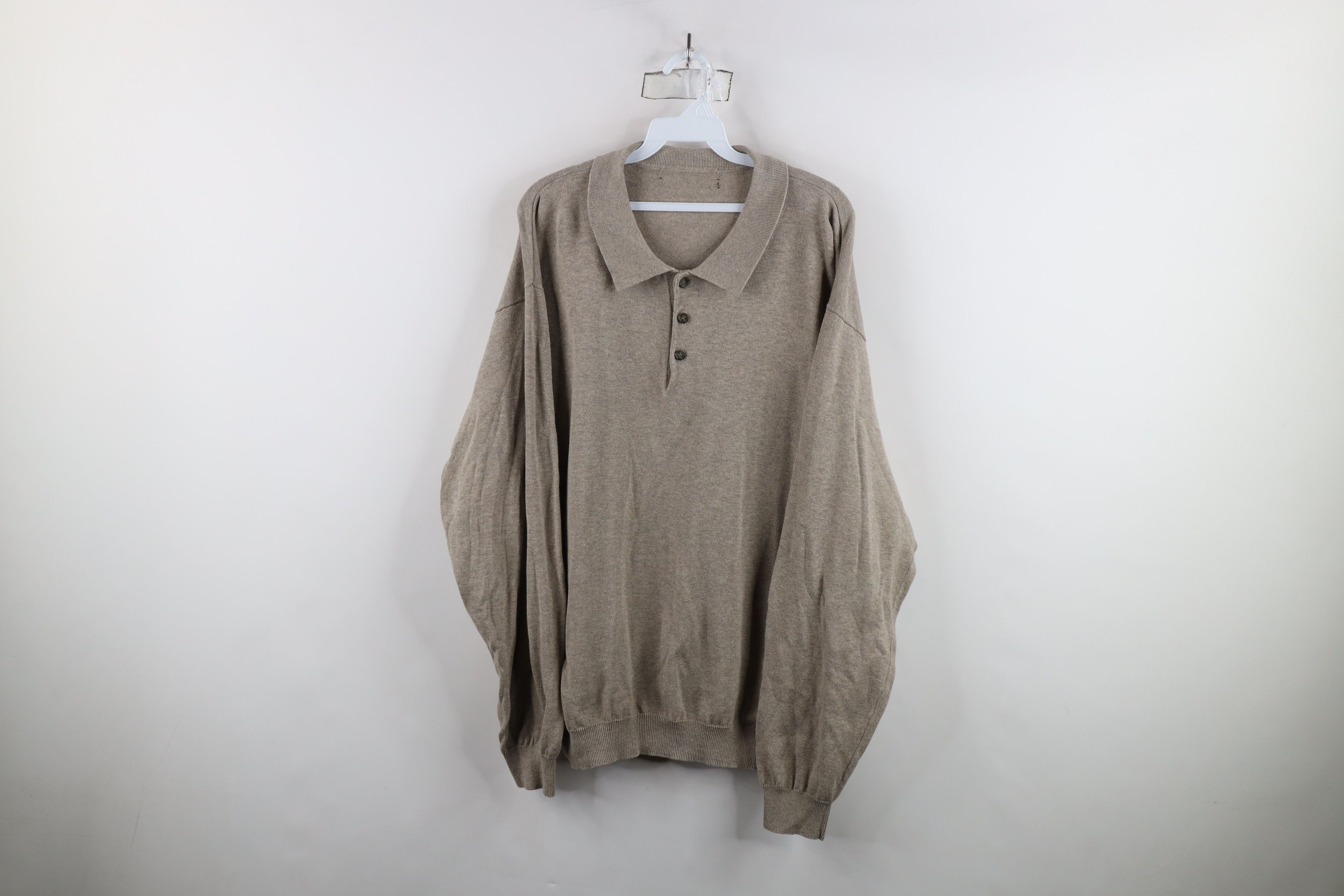 Vintage Vintage 90s Streetwear Collared Knit Pullover Sweater Beige Size US XL / EU 56 / 4 - 1 Thumbnail