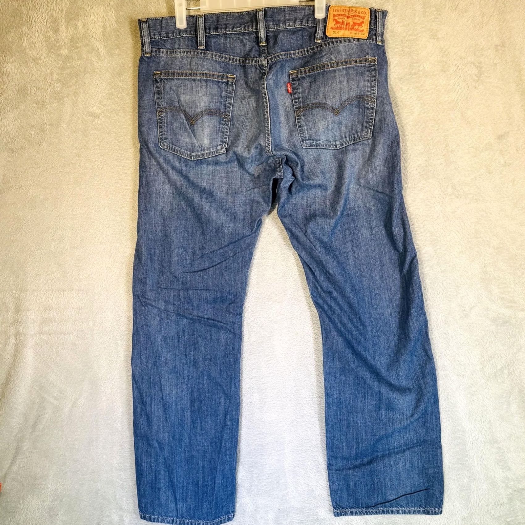 Levi's Levi's 514 Jeans Mens Regular 38x31 Blue Medium Wash Denim Zip Fly Straight 5-Pocket Boots Cut Rise High Boys Mens Similiar 90s? Size US 38 / EU 54 - 6 Thumbnail