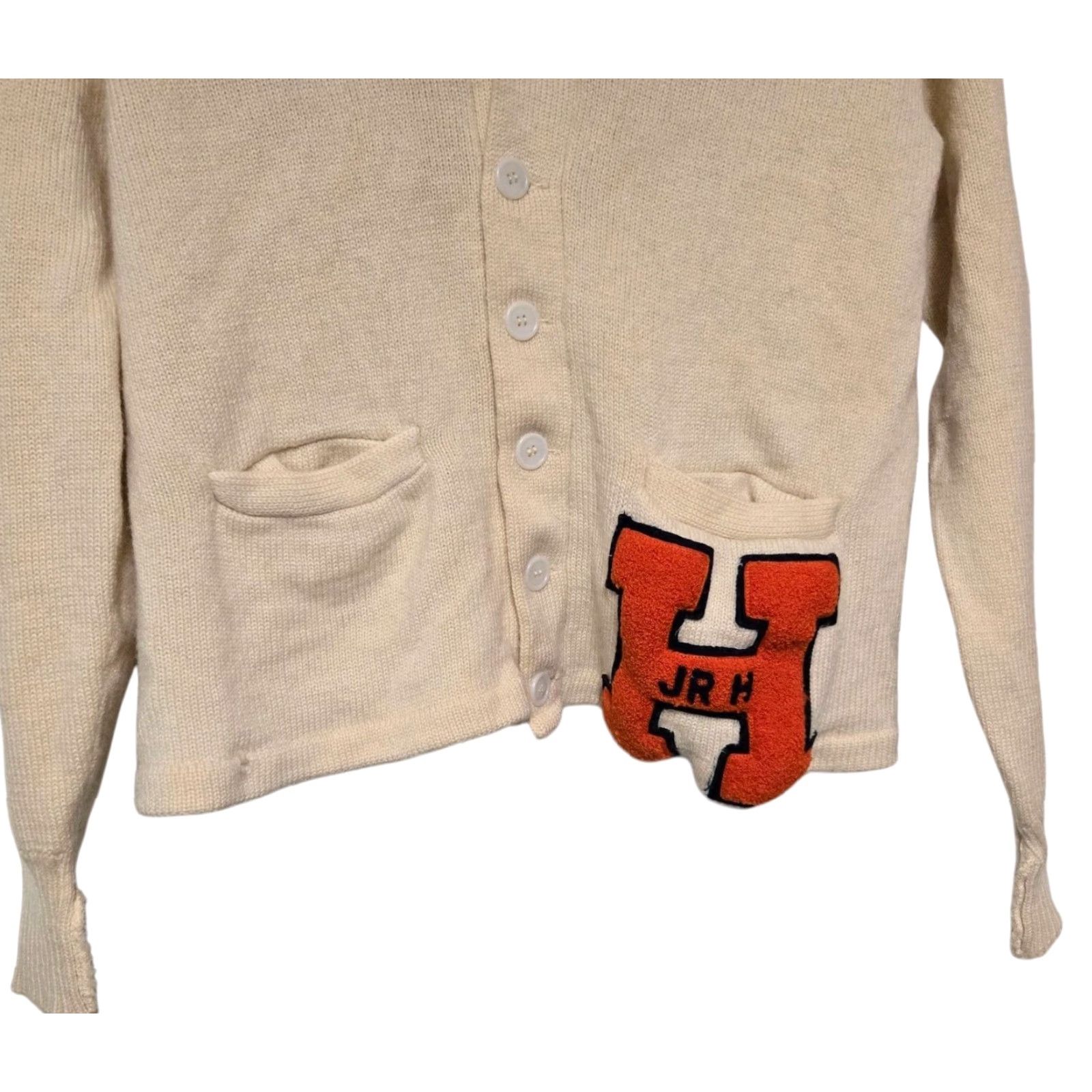 Vintage VINTAGE Puritan Letterman Varsity Cardigan Sweater M Cream 1950s Boys Mens Girls Size US M / EU 48-50 / 2 - 5 Thumbnail