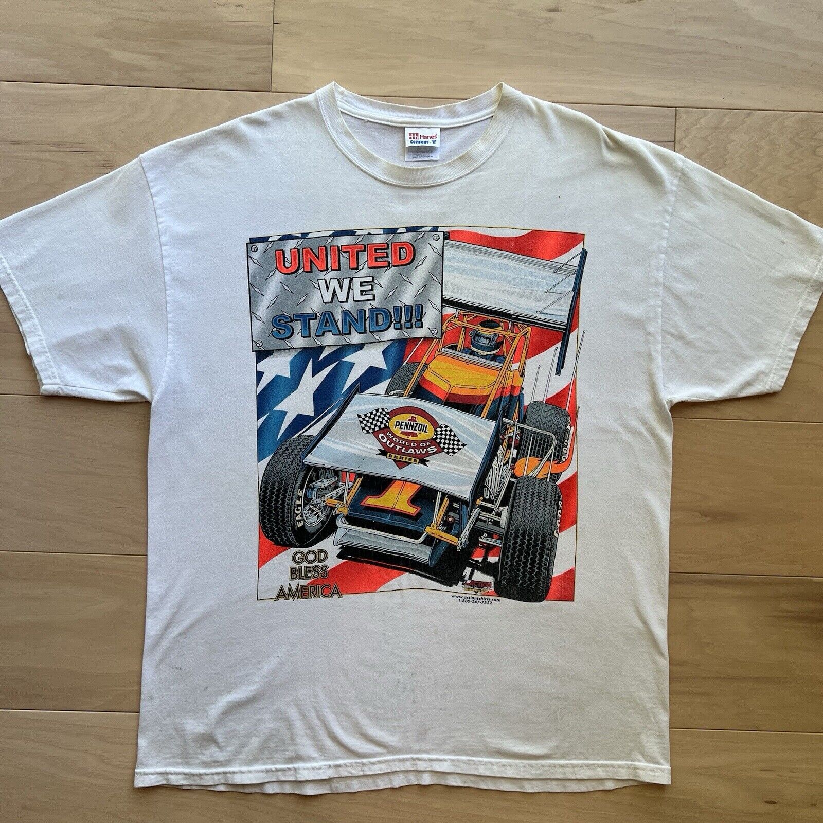 Vintage Vintage Outlaws Racing Shirt XL White 90s Pennzoil Eagle Size US XL / EU 56 / 4 - 2 Thumbnail