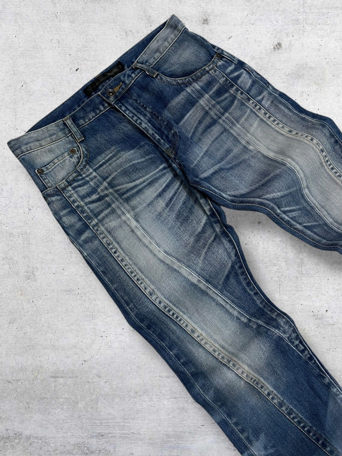 Schlussel VINTAGE SCHLUSSEL 1990S JAPAN DESIGNER ARTWORK LAYERED DENIM Size US 31 - 6 Thumbnail