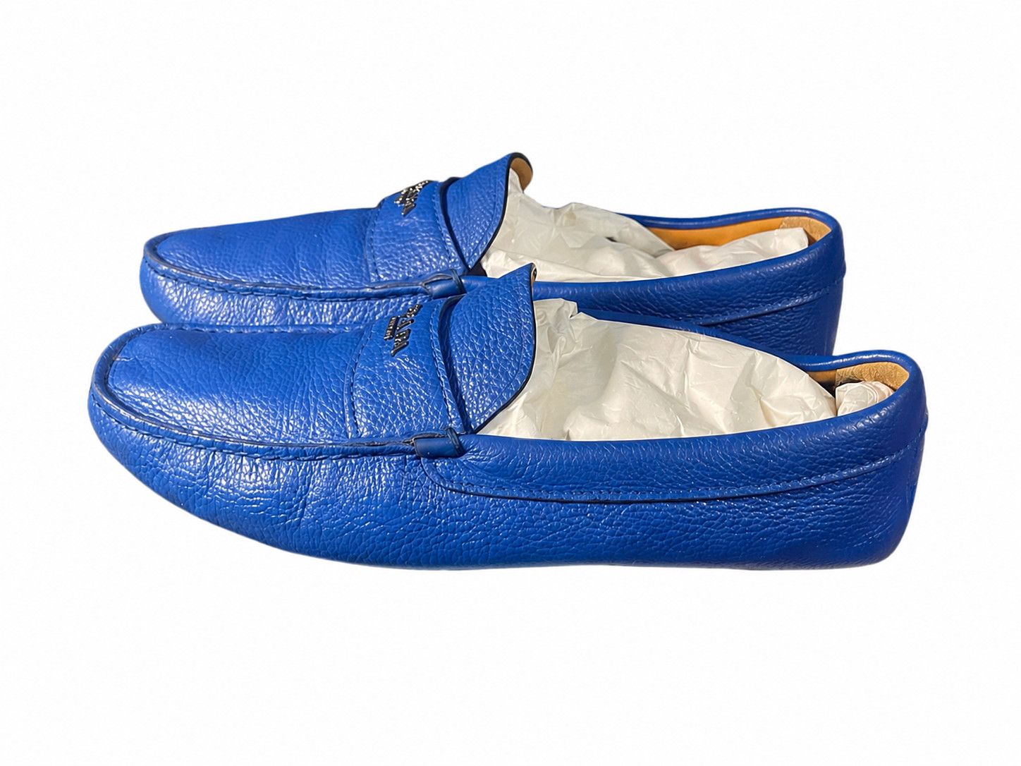 Prada Prada Blue Pebbled Leather Driver Loafers Slip-On SZ 10 Size US 10 / EU 43 - 1 Thumbnail