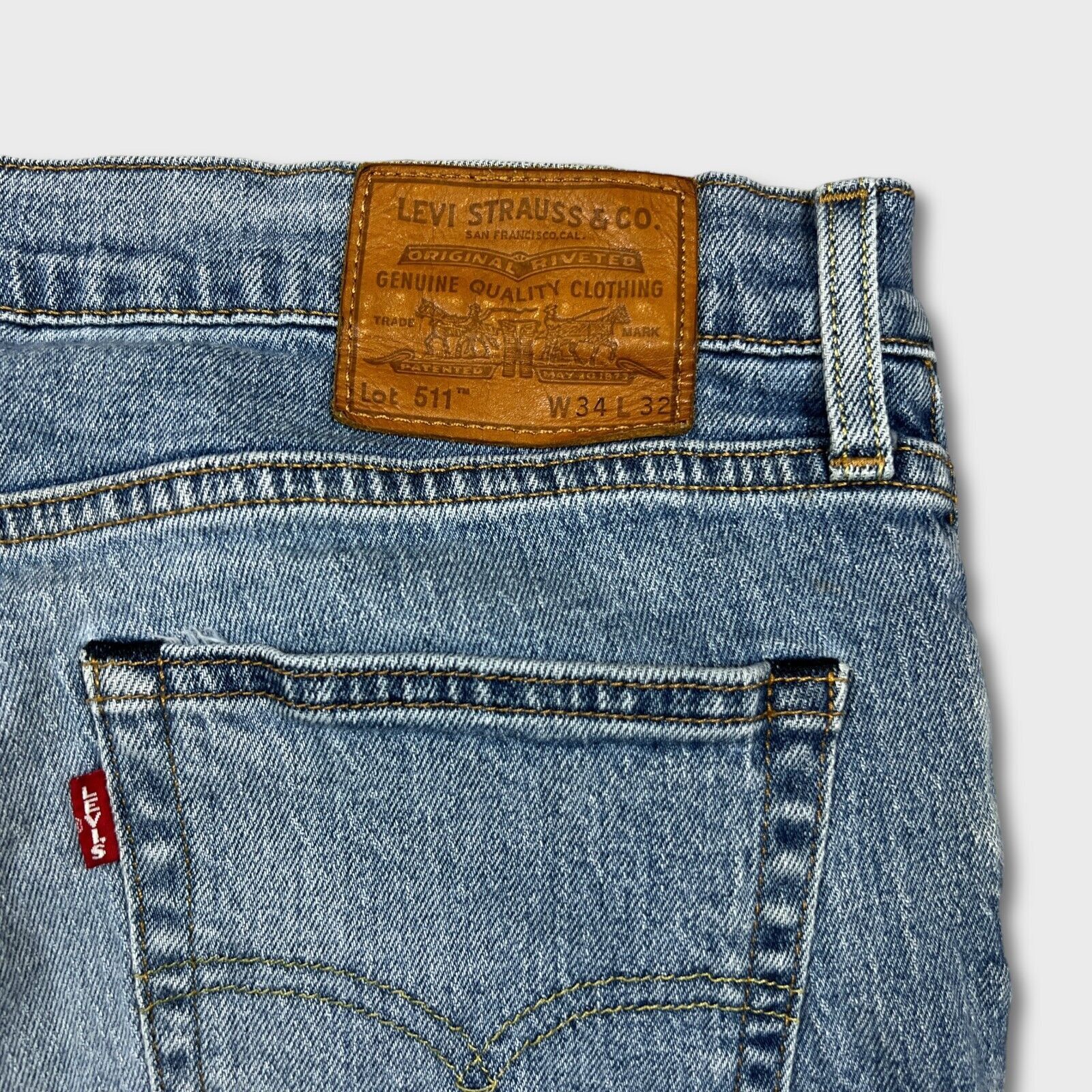Levi's × Vintage Levi's 511 Jeans Mens 34x32 Slim Fit Distressed Denim Pants Size US 34 / EU 50 - 6 Thumbnail