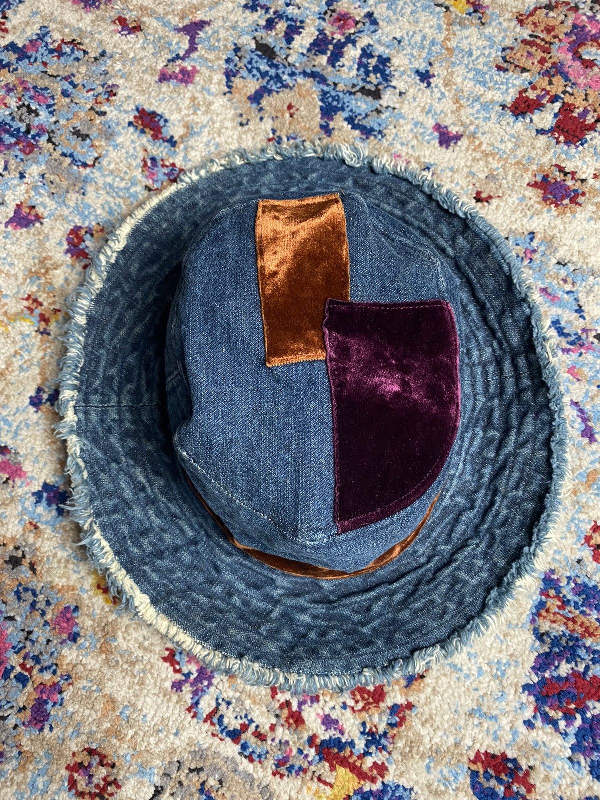 Japanese Brand Override9999 Japan Patchworks Denim Farmers Field Hat Size ONE SIZE - 3 Thumbnail
