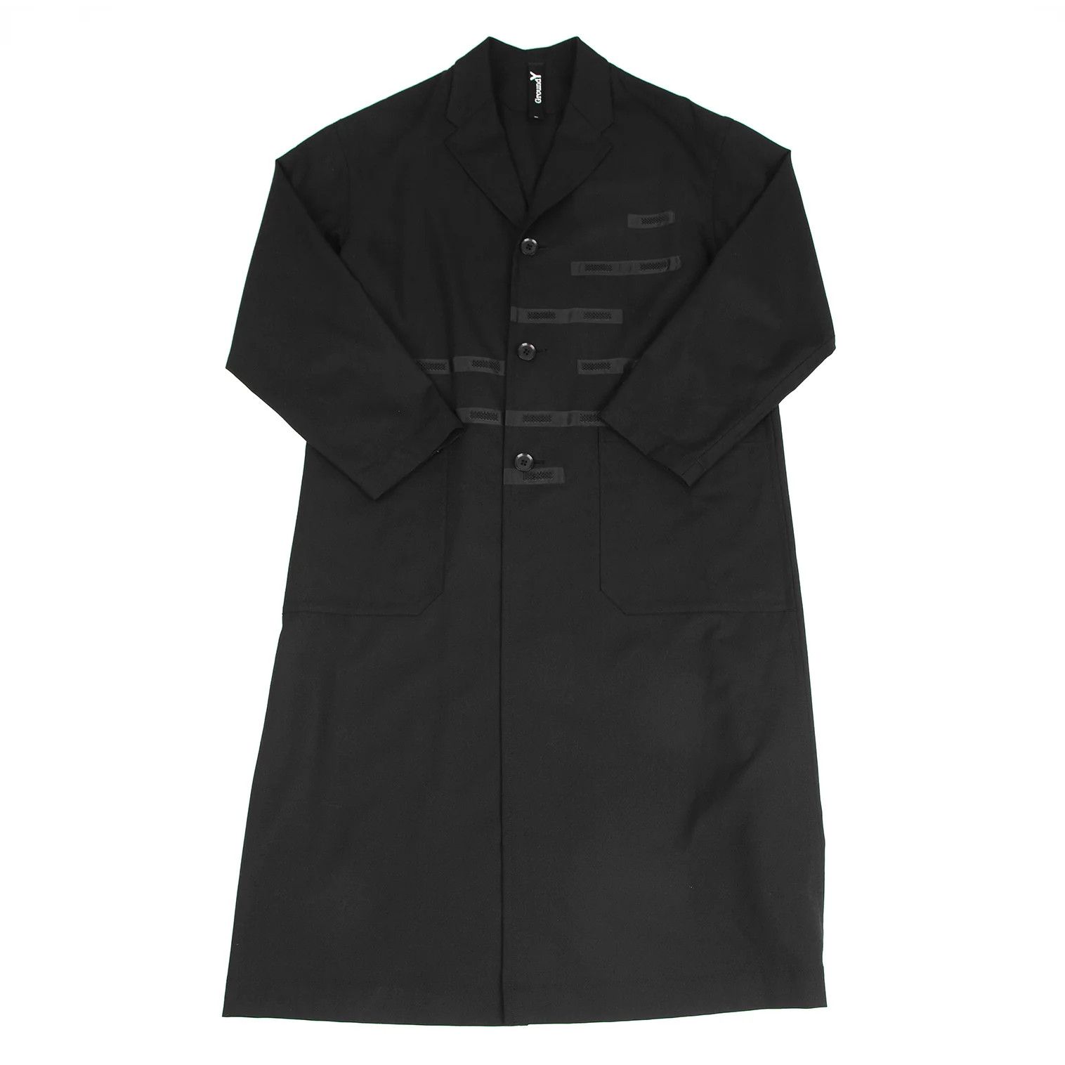 Yohji Yamamoto Wool Gabardine Patchwork Long Jacket in Black Size US L / EU 52-54 / 3 - 1 Thumbnail