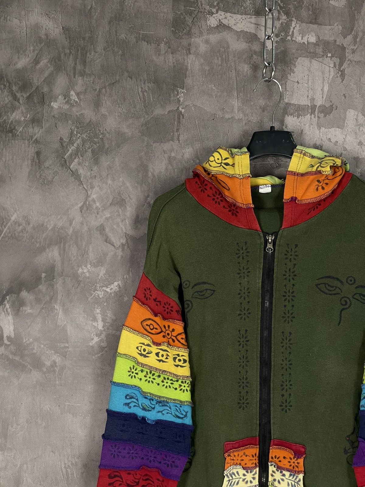 Japanese Brand × Vintage Y2K Nepal Fantasy Zip Up Hoodie Patchwork vintage 90s Size L / US 10 / IT 46 - 3 Thumbnail