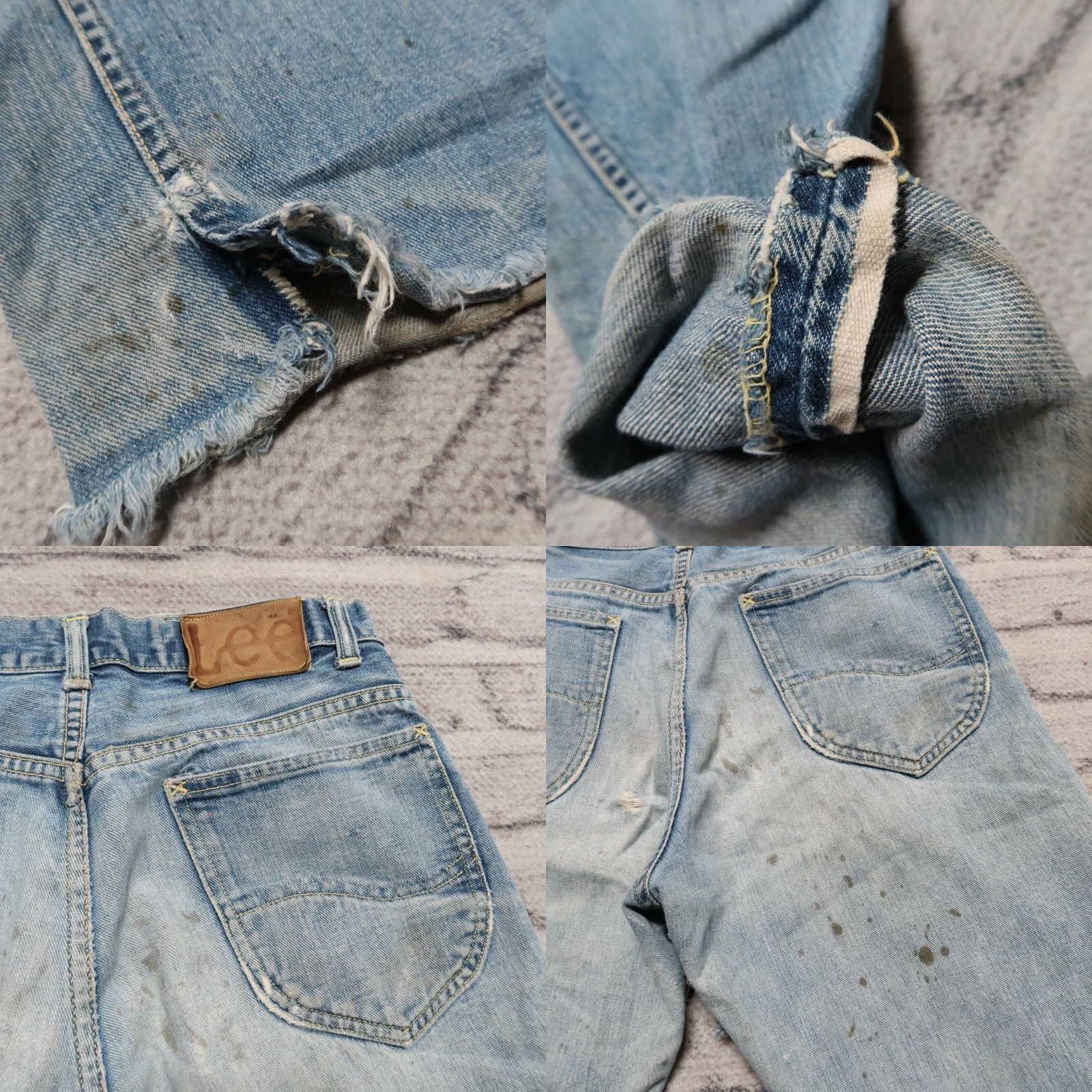 Lee VINTAGE Lee Riders Jeans Mens Denim Stonewash Light Wash Sanforized Distressed Selvedge 27x29 Closure Zip 8" Opening Size US 27 - 8 Thumbnail