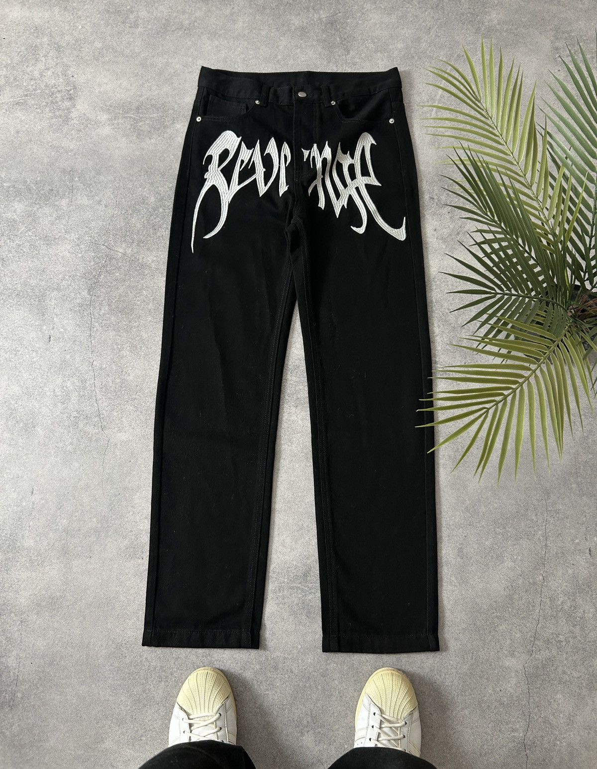 Revenge Revenge embroidered jeans denim black jeans Size US 31 - 1 Thumbnail