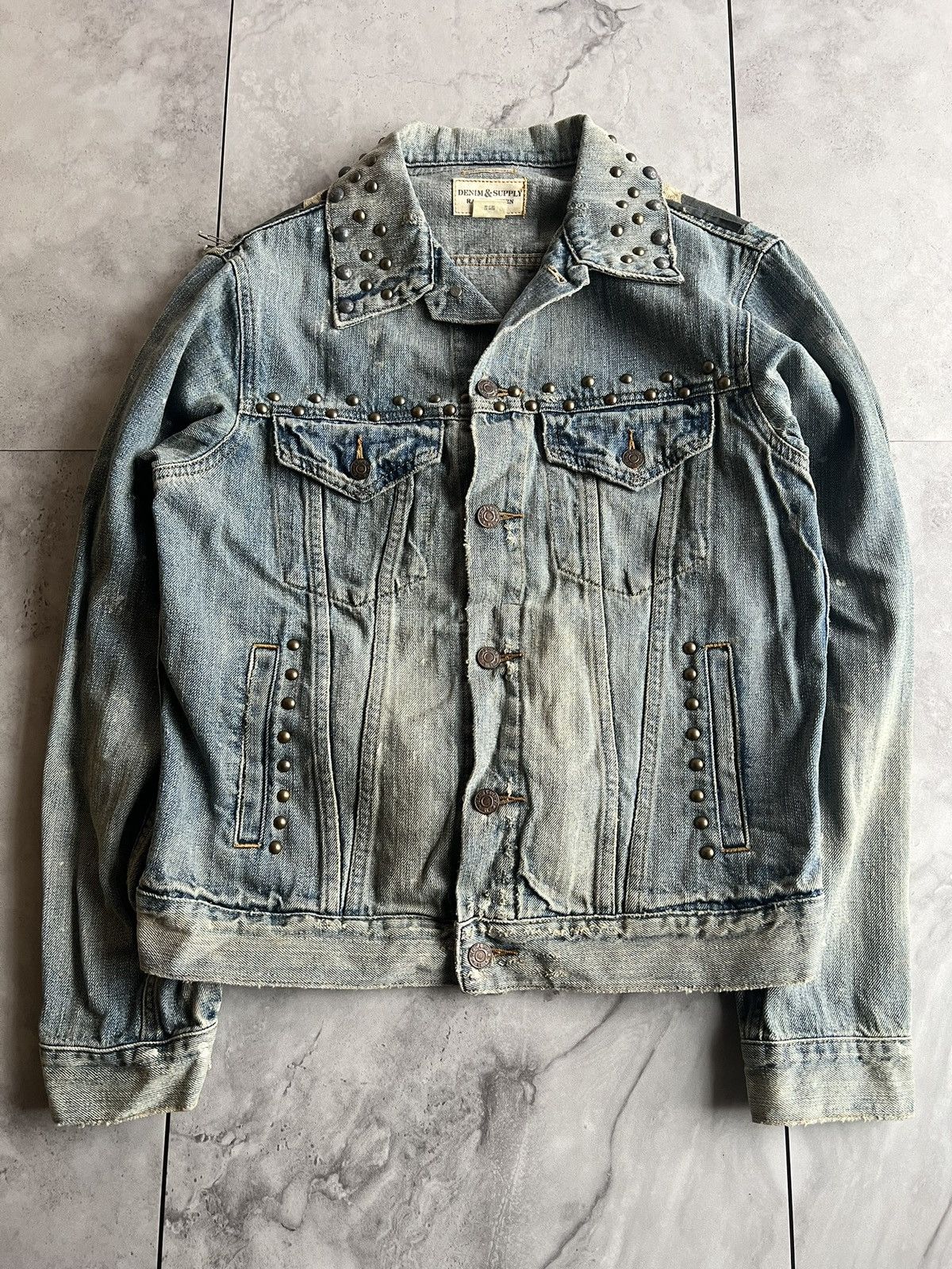 Ralph Lauren Ralph Lauren Studded American Flag Safety Pin Denim Jacket Size US M / EU 48-50 / 2 - 2 Thumbnail