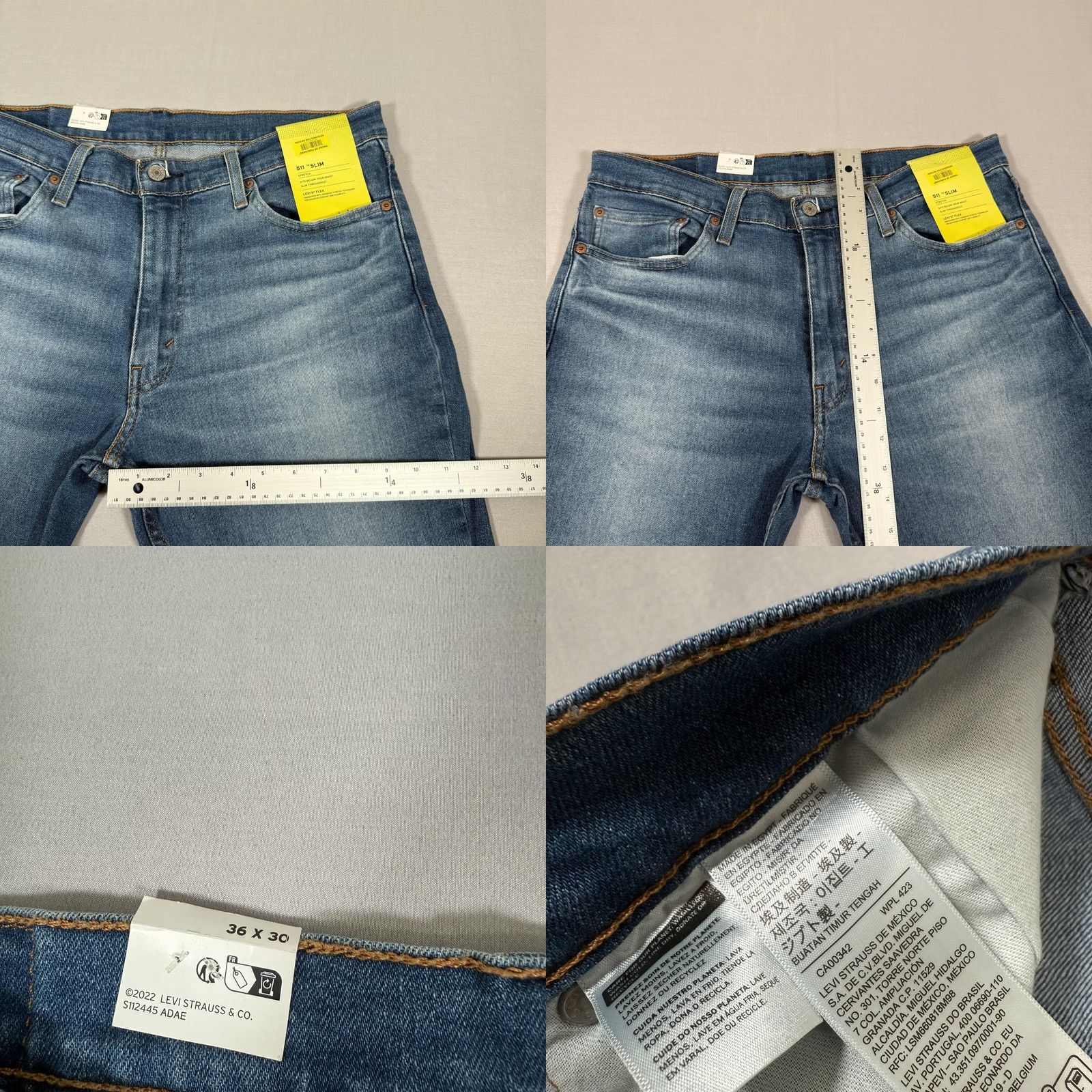 Levi's Levi's 511 Slim Jeans Mens 36x30 Blue Medium Wash Denim Straight 5-Pocket Stretch Cotton Polyester Modern Size US 36 / EU 52 - 8 Thumbnail
