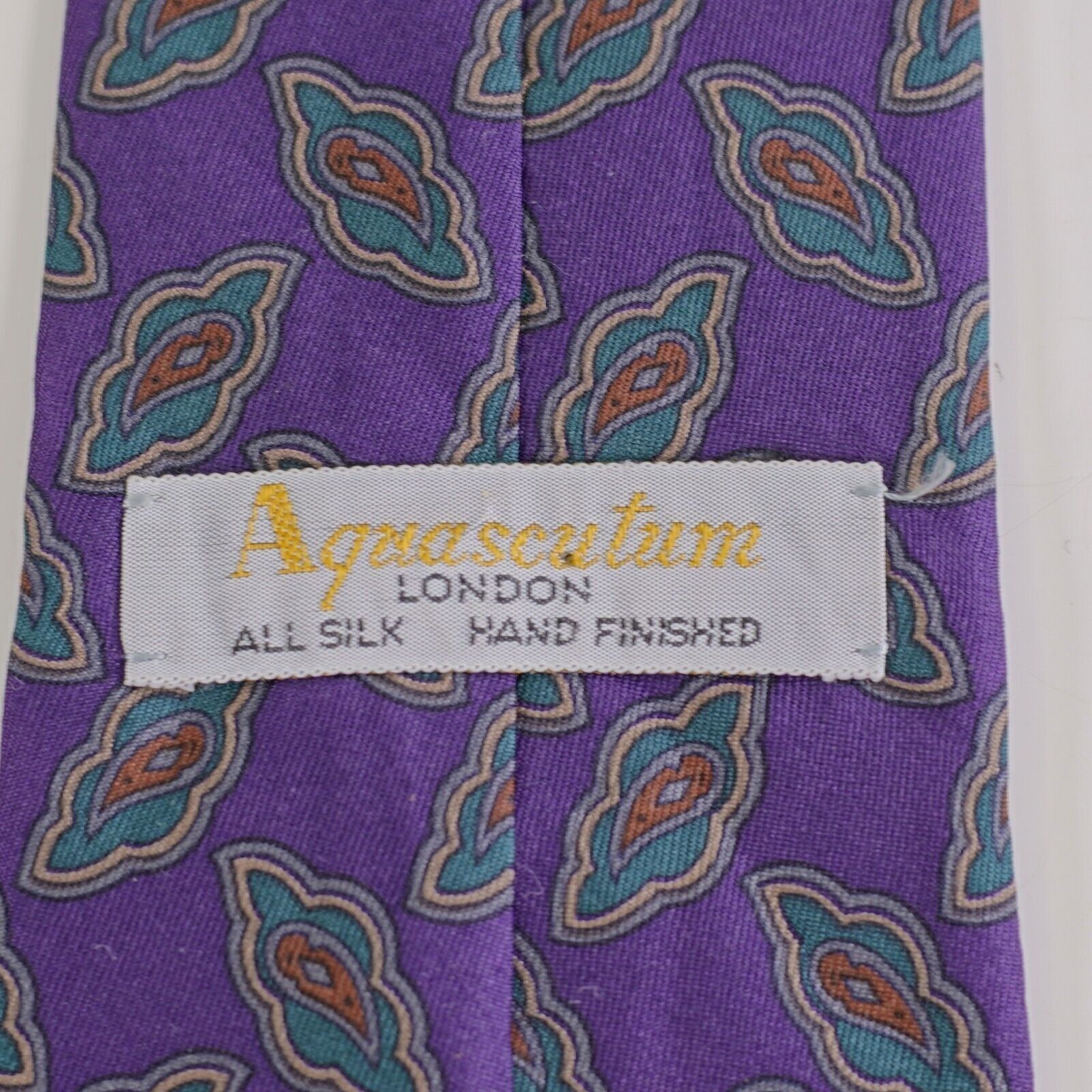 Aquascutum Aquascutum London Purple Teal Geometric Print Silk Tie Size ONE SIZE - 3 Thumbnail