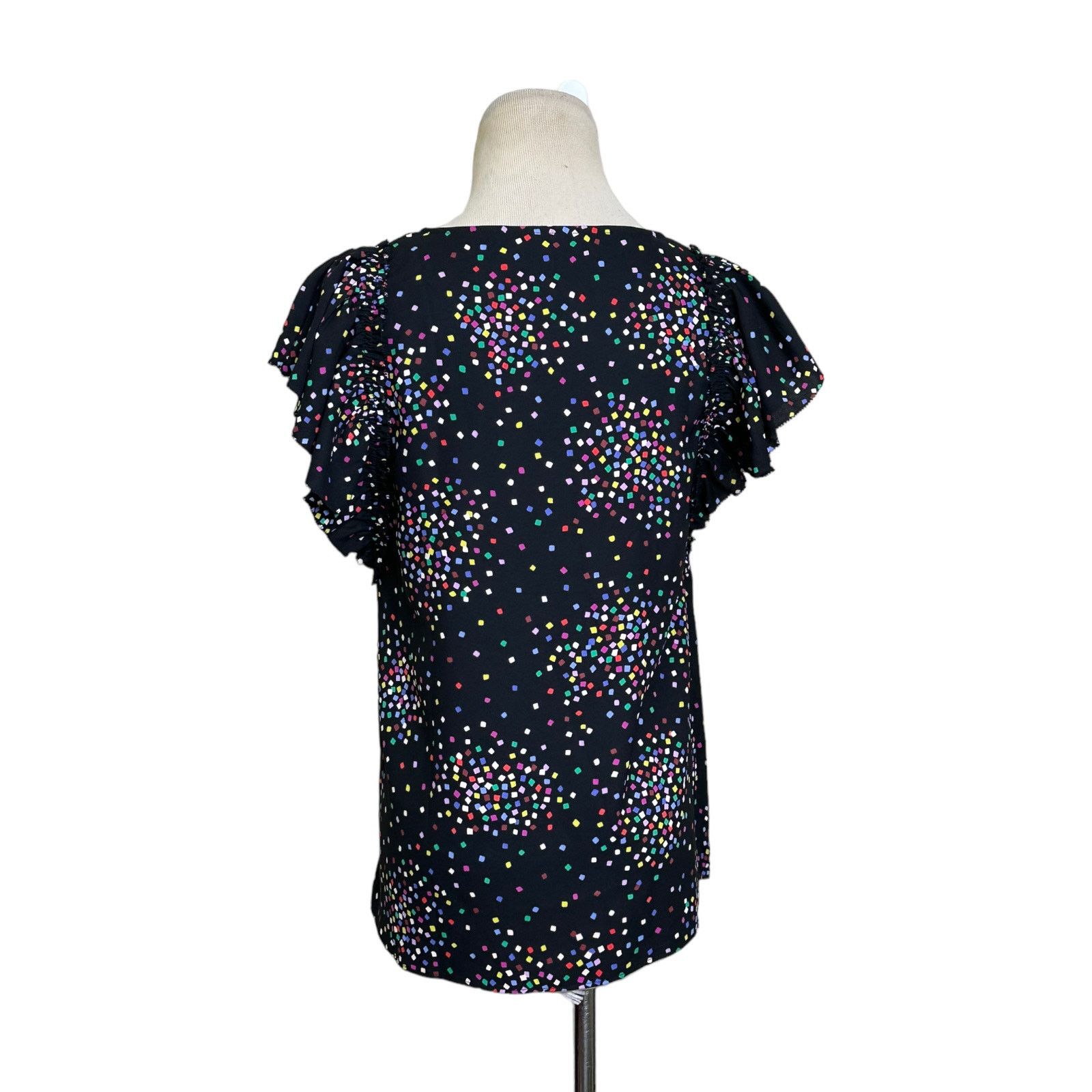 Kate Spade Kate Spade Black Confetti Cheer Short Sleeves Blouse size XS Size XS / US 0-2 / IT 36-38 - 9 Thumbnail
