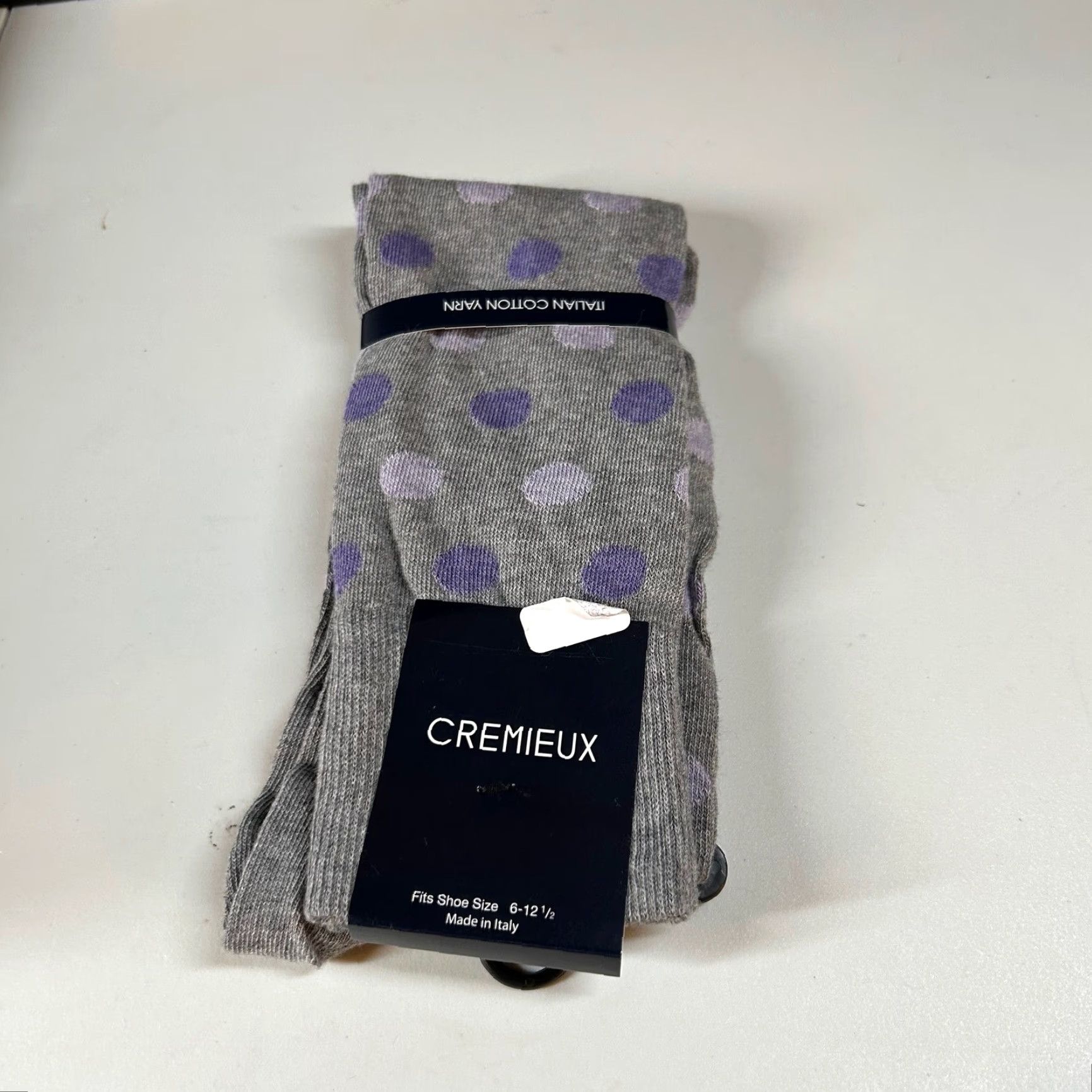 Cremieux VINTAGE Cremieux Italian Cotton Yarn Dress Socks Polka Dot Gray Purple Size 6-12.5 Mens Socks Size ONE SIZE - 2 Thumbnail