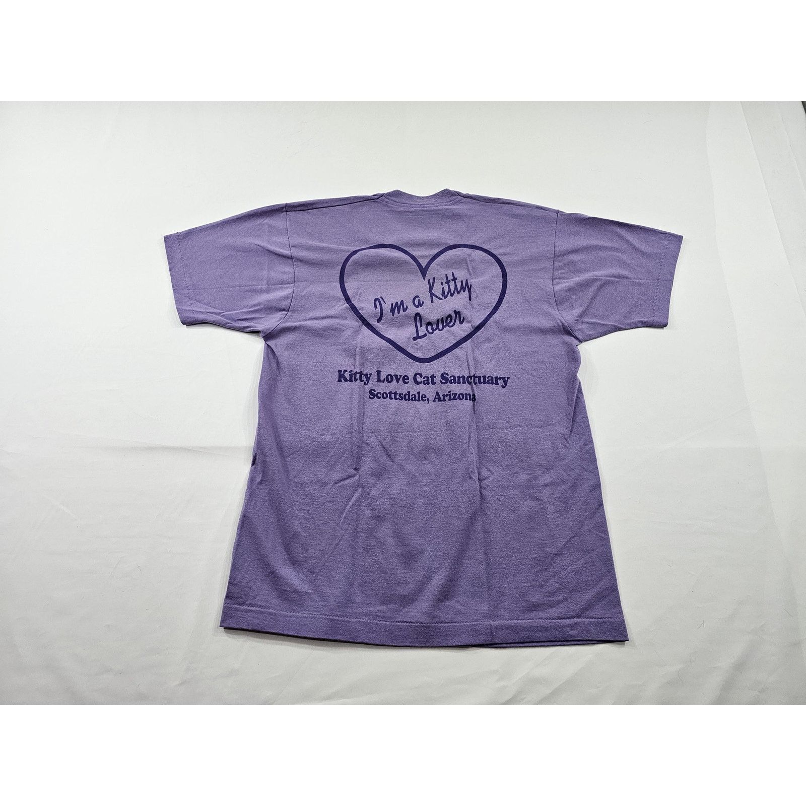 Other Kitty Lover Graphic Tee, Double Sided Lavender T-Shirt M 90s Size US M / EU 48-50 / 2 - 2 Thumbnail