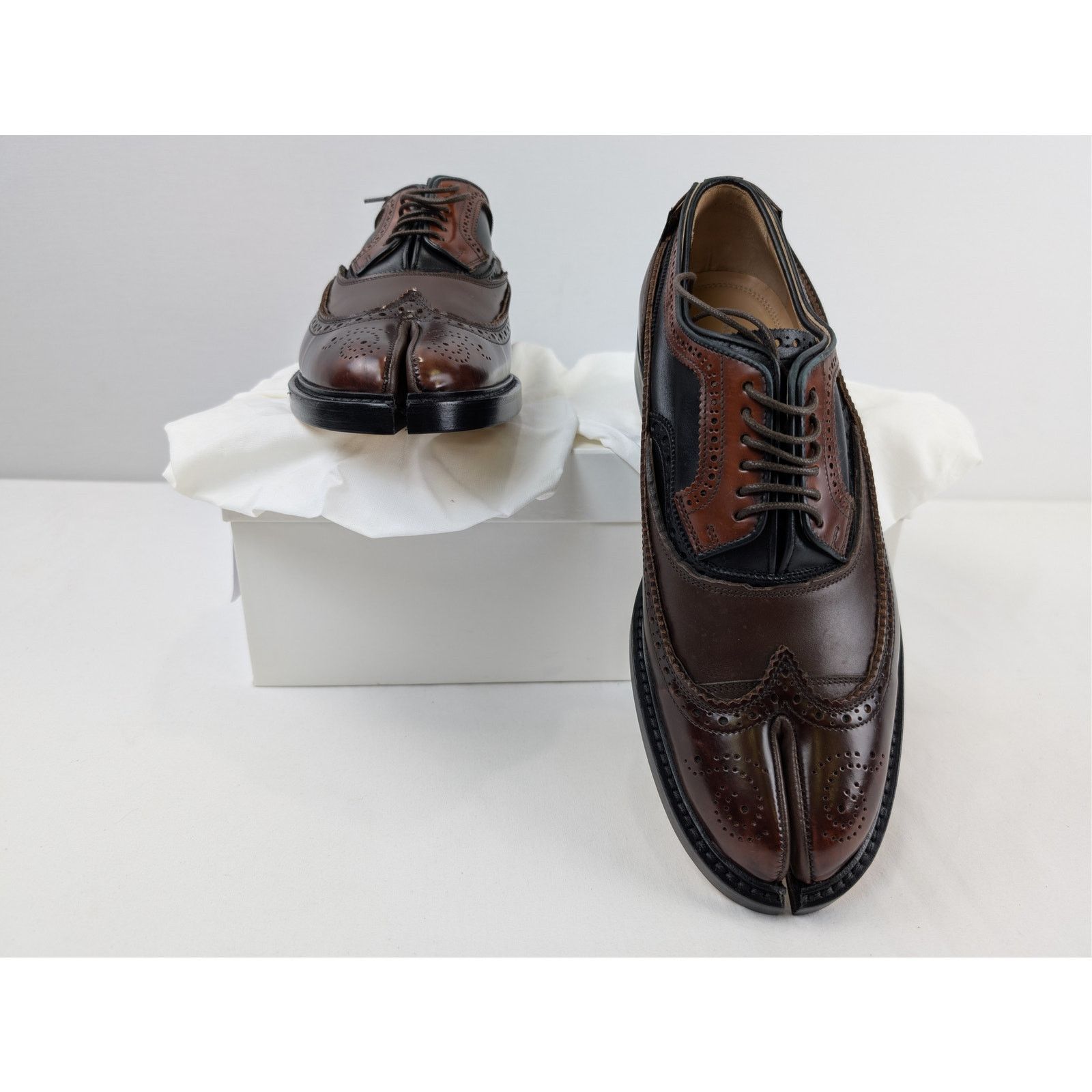 Maison Margiela o1rshd1 Tabi Leather Shoes Boots in Dark Brown Size US 12 / EU 45 - 17 Thumbnail