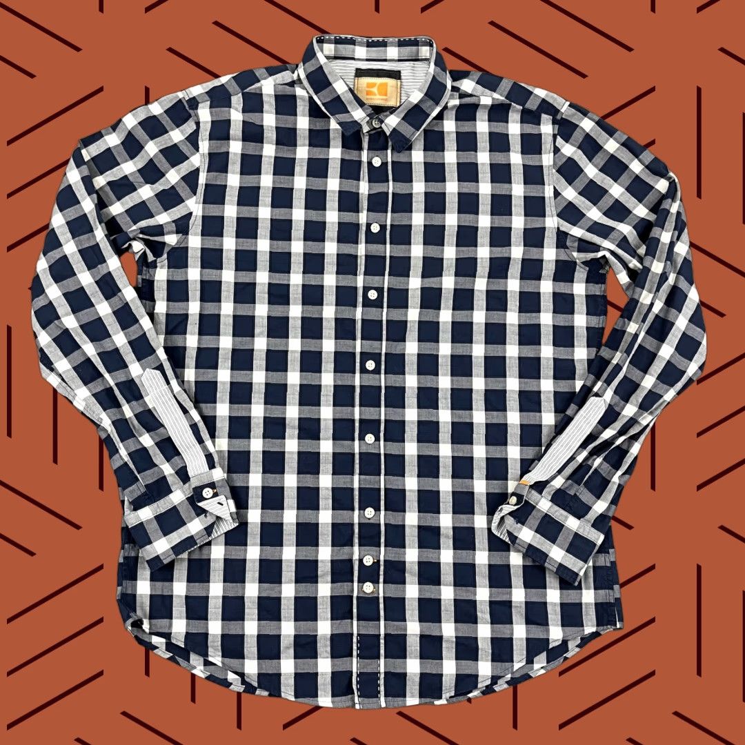 Hugo Boss HUGO BOSS ORANGE Shirt Mens XL Blue White Plaid Button-Up Long Sleeve Size US XL / EU 56 / 4 - 1 Thumbnail