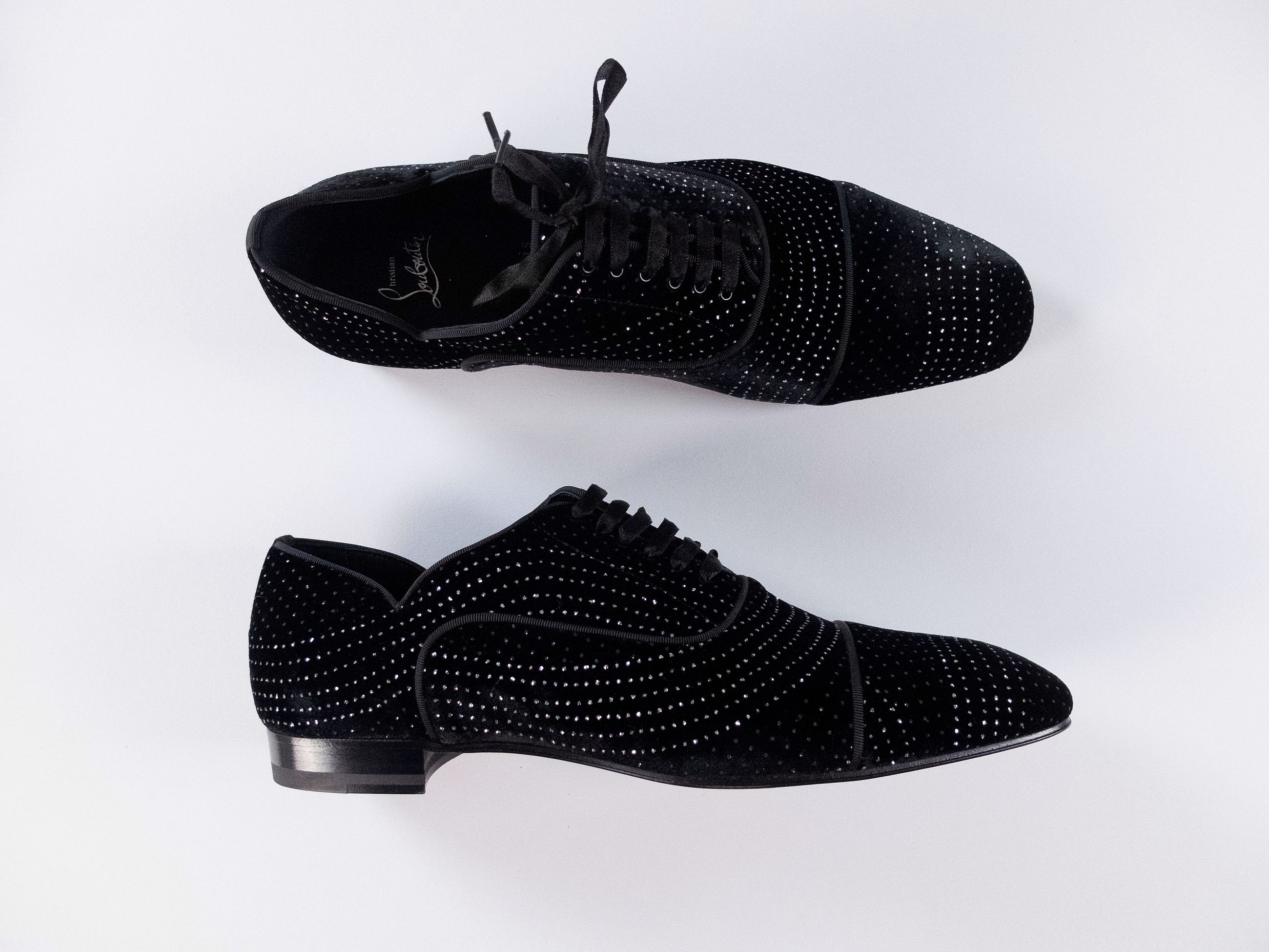 Christian Louboutin CHRISTIAN LOUBOUTIN Greggy Chick black studded velvet shoes Size US 11 / EU 44 - 2 Thumbnail