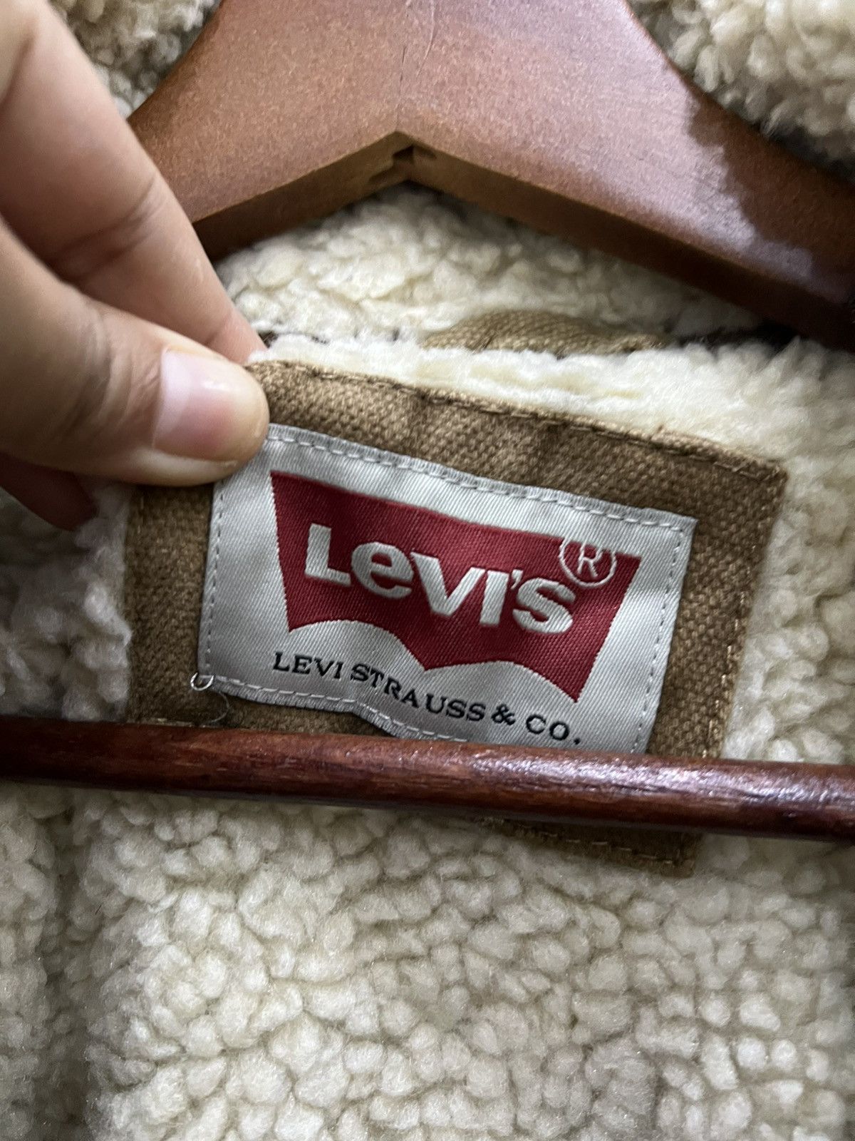 Levi's Levi's Sherpa Trucker Jacket – Khaki Canvas (Vintage Look) Size US L / EU 52-54 / 3 - 6 Thumbnail