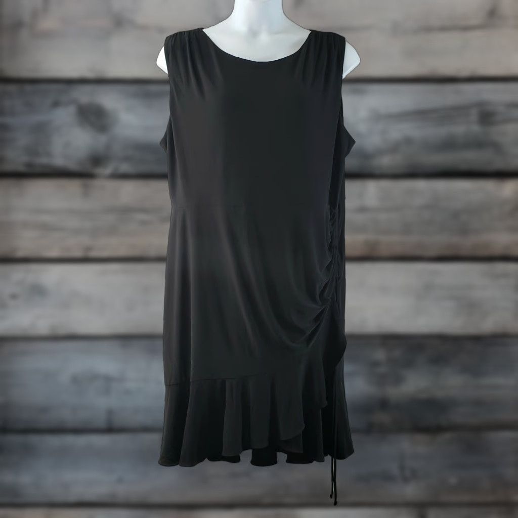 Vintage VINTAGE? No: Lane Bryant Womens Dress Sz 22/24 Solid Black Sleeveless Ruffle Hem Size 3XL / US 20-22 - 1 Thumbnail
