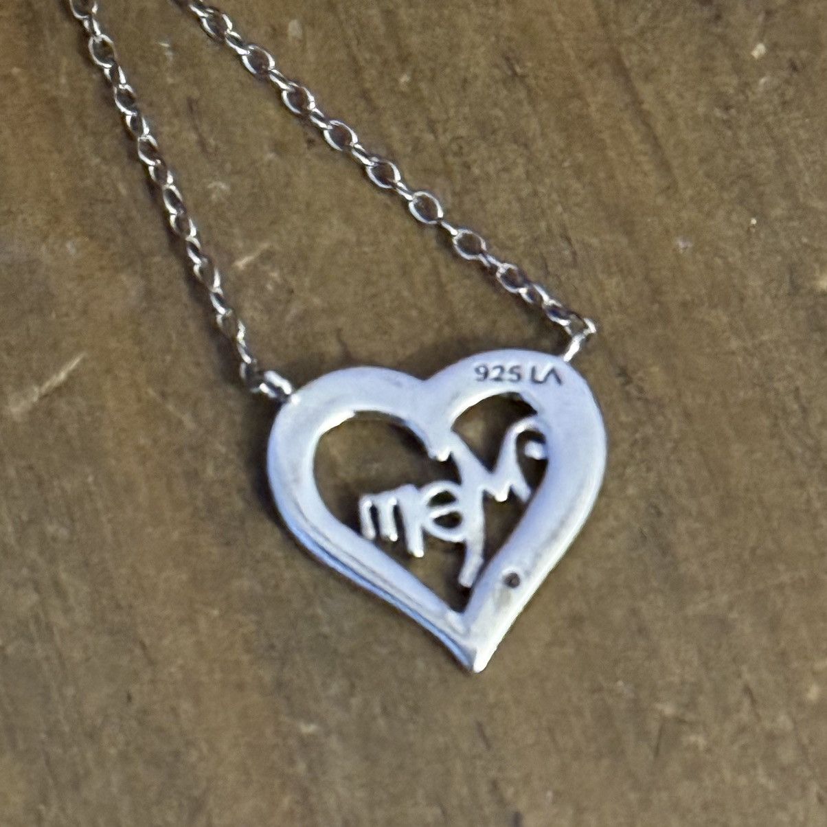 Vintage 925 Silver dainty open heart Mom necklace Size ONE SIZE - 5 Thumbnail