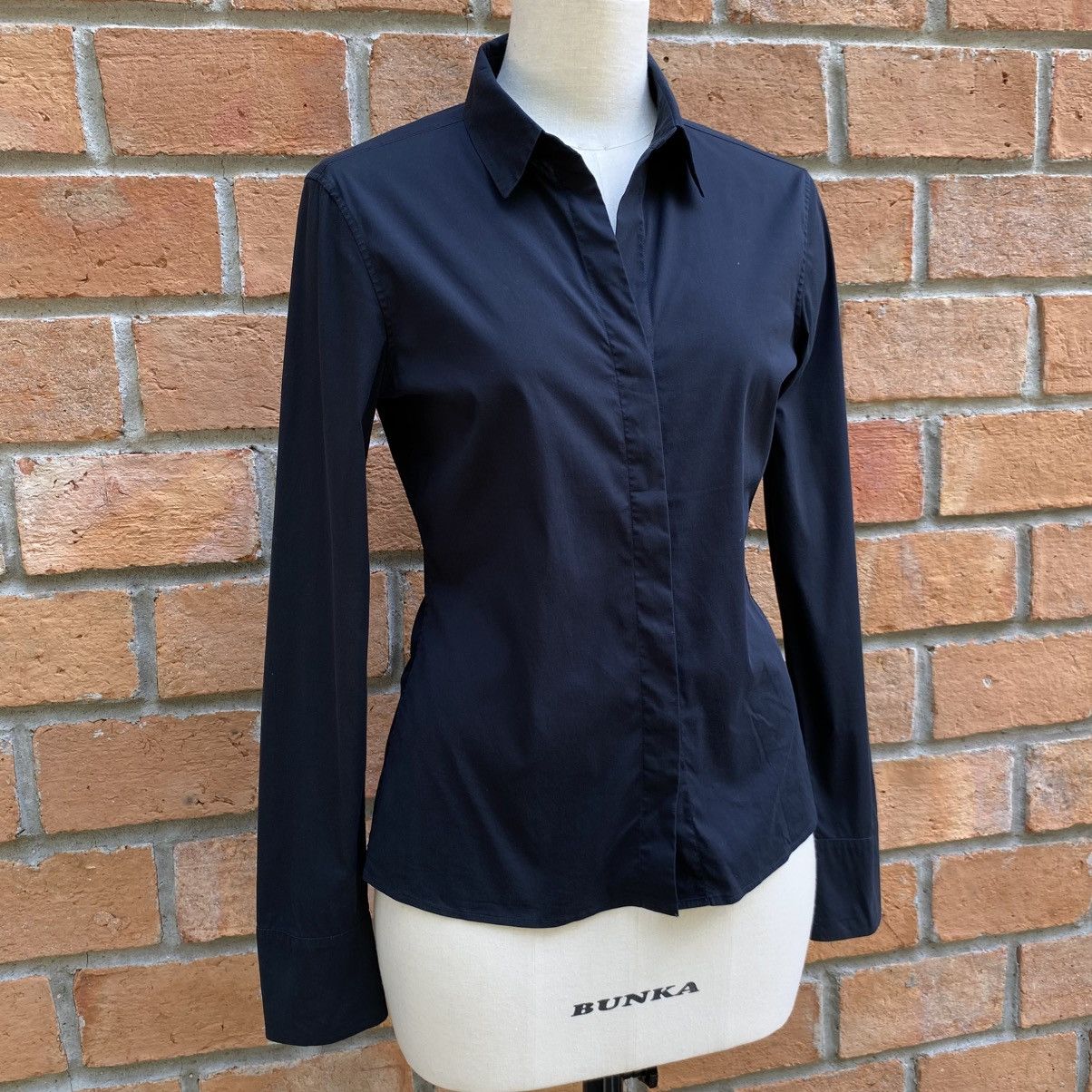 Jil Sander Black Fitted Long-Sleeve Stretch Shirt