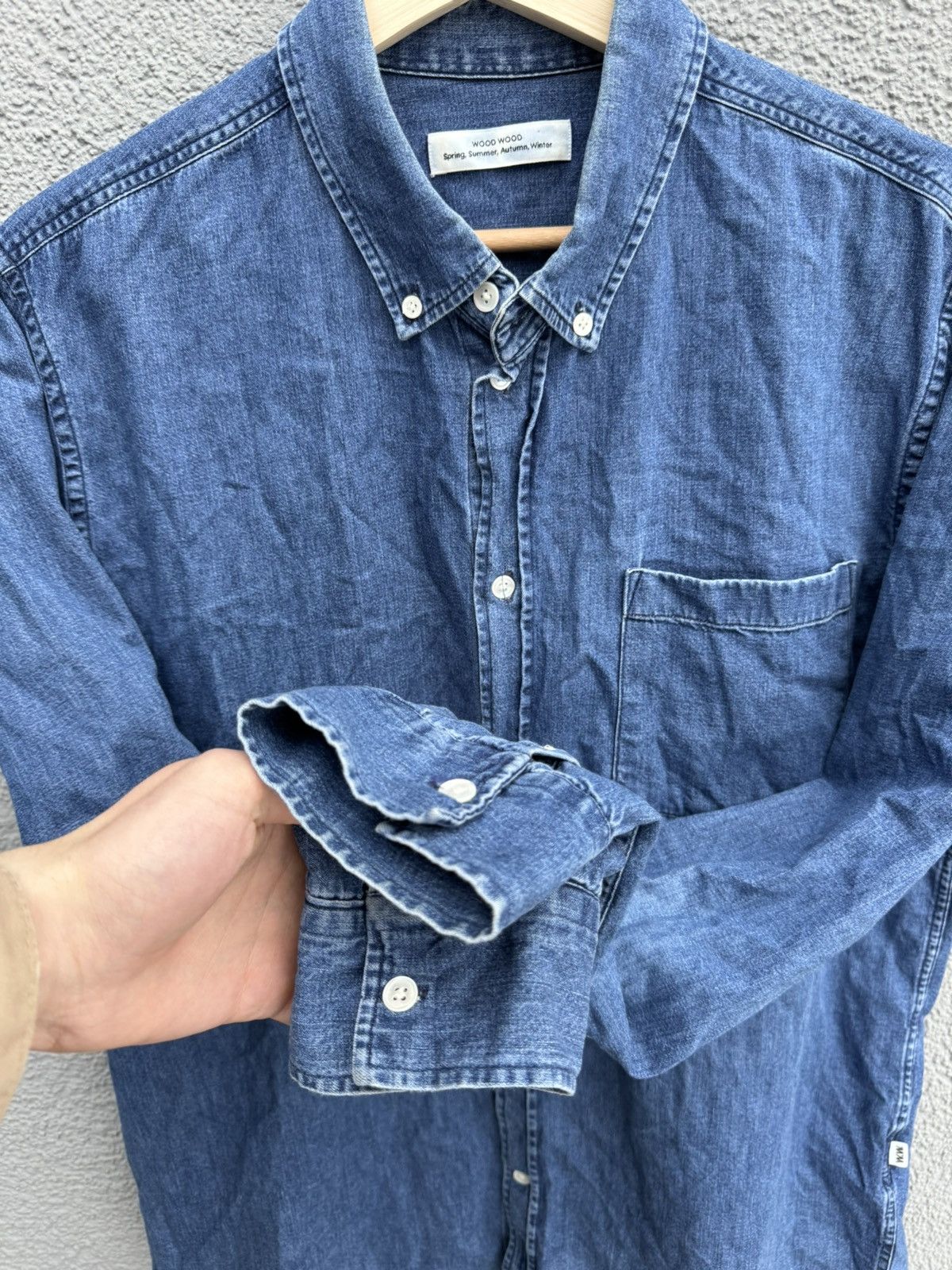 Wood Wood WOOD WOOD Ansel Andrew Classic Denim Shirt Men L Size US L / EU 52-54 / 3 - 6 Thumbnail