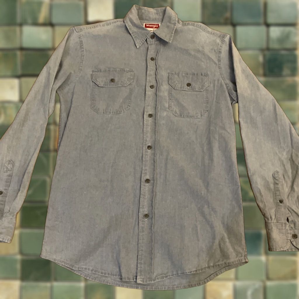 Wrangler VINTAGE Wrangler Flex Work Shirt Mens Small Blue Chambray Western Button-Up Shirt Size US S / EU 44-46 / 1 - 1 Thumbnail