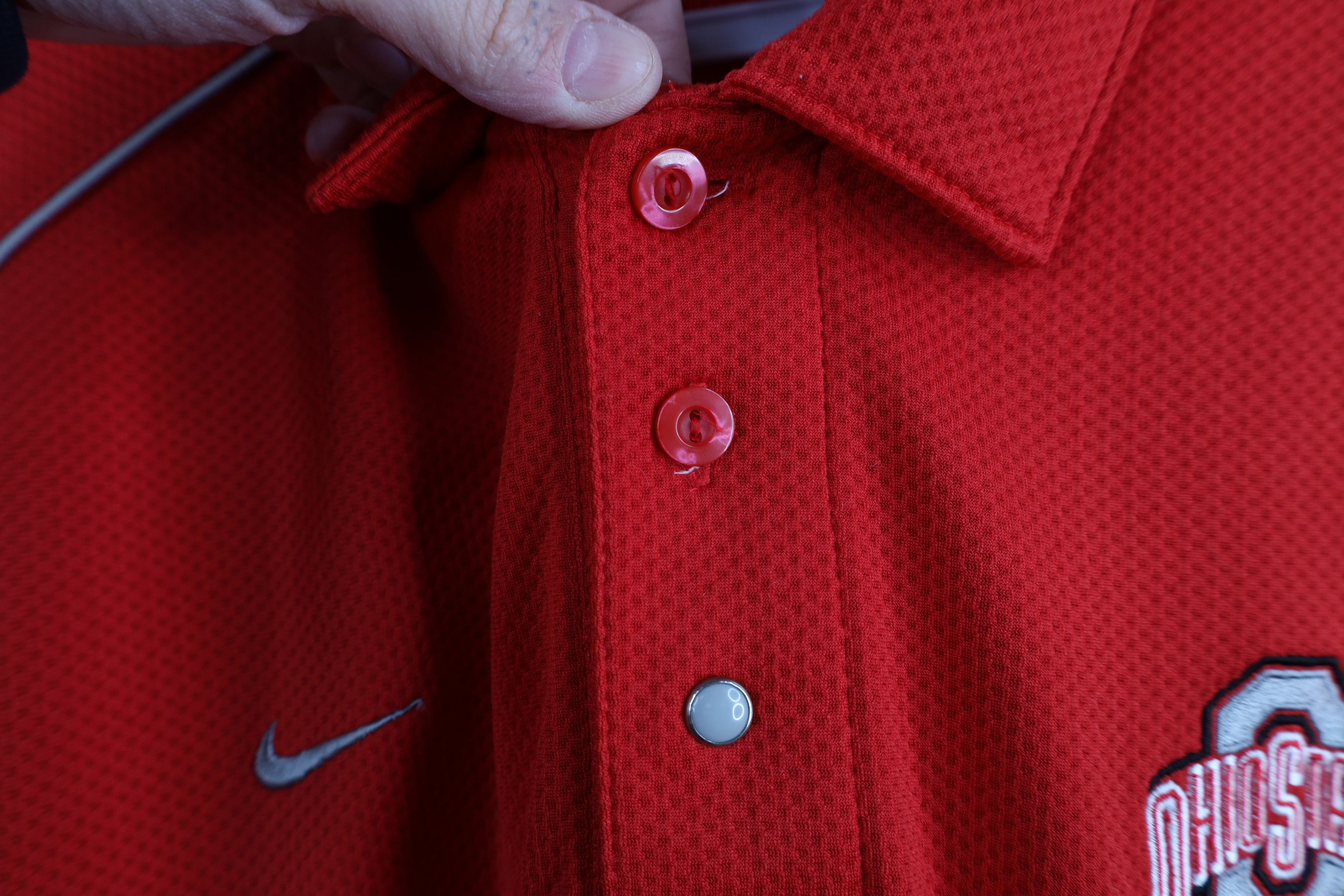 Nike × Vintage Vintage Nike Swoosh Ohio State University Thermal Knit Polo Size US M / EU 48-50 / 2 - 7 Thumbnail