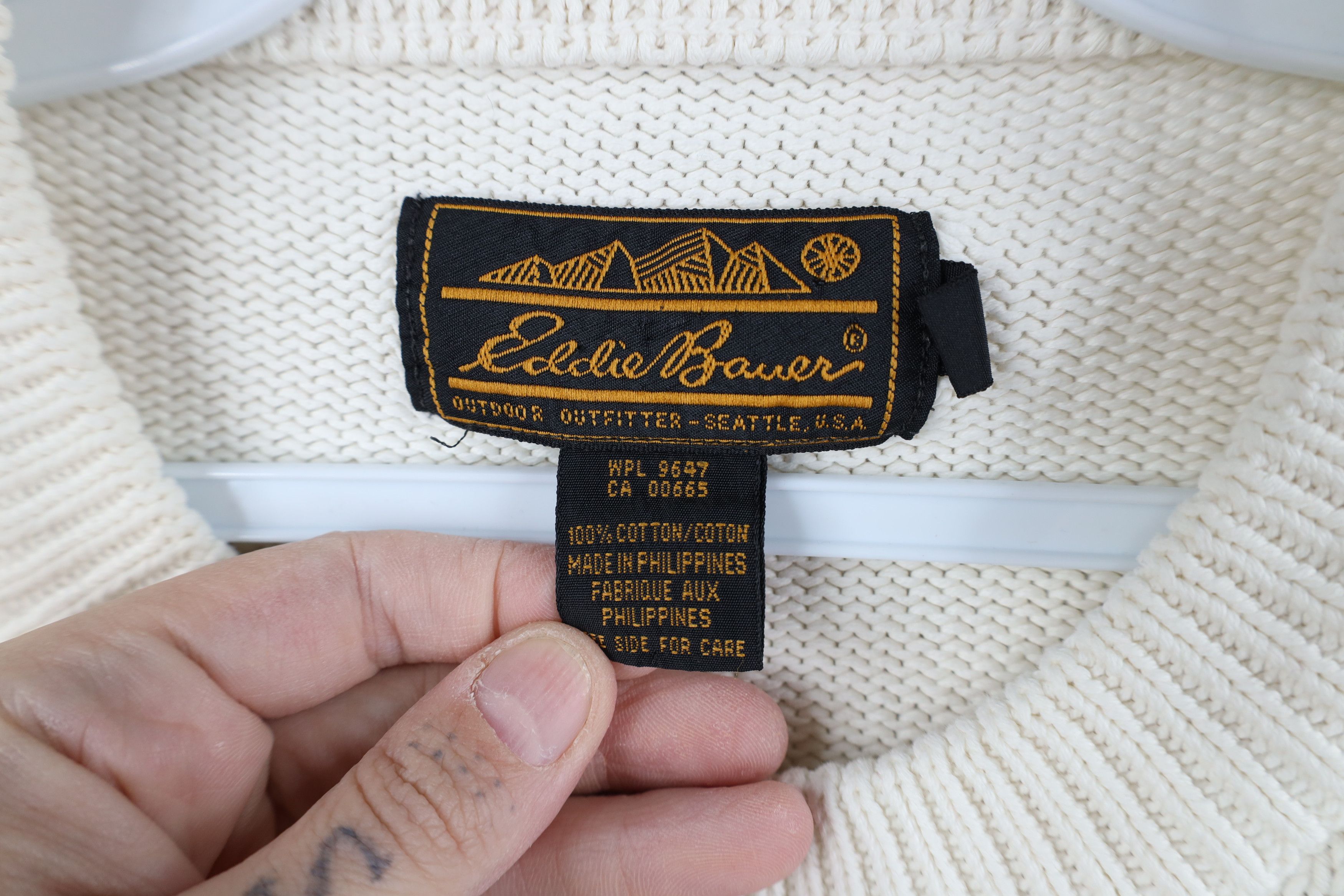 Eddie Bauer Vintage 90s Eddie Bauer Heavyweight Knit Sweater Off White Size US XL / EU 56 / 4 - 6 Thumbnail