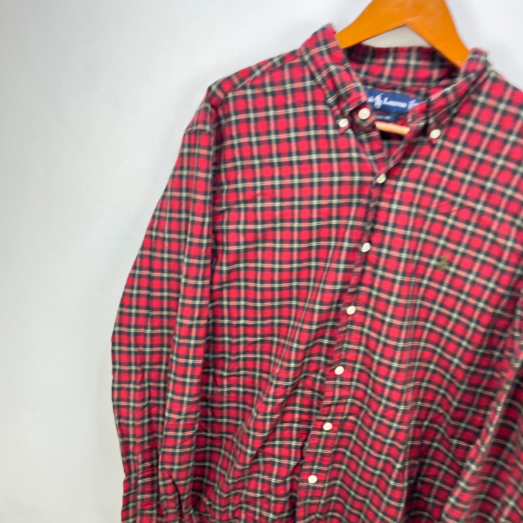 Polo Ralph Lauren Vintage Polo Ralph Lauren Plaid Red Button-Up Long Sleeve Shirt XL Men’s Regular Knit Cotton 90s Button-Down Collared Polo Shirts Size US XL / EU 56 / 4 - 2 Thumbnail