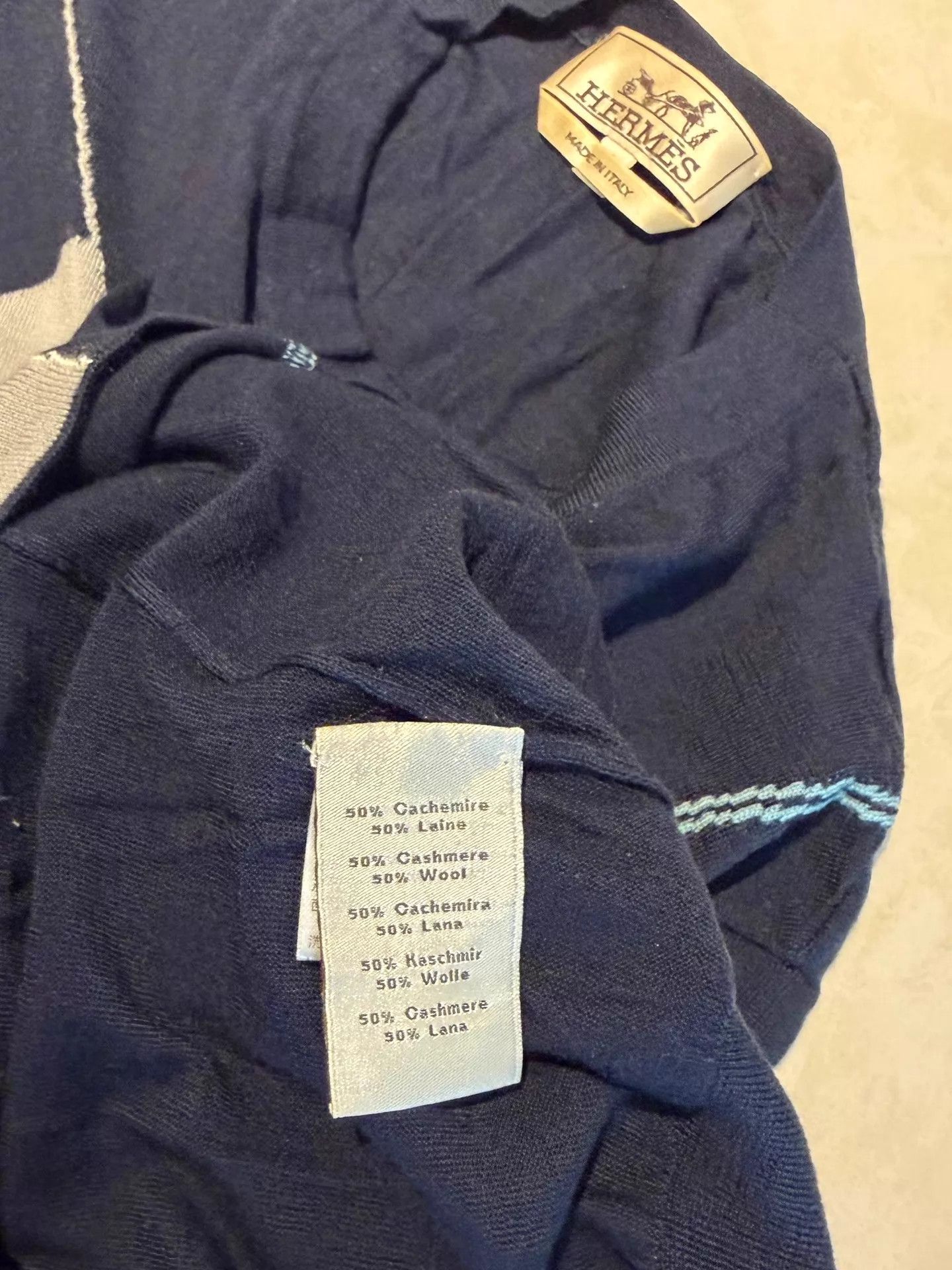 Hermes Hermes Cashmere-Silk Knit Crewneck Tee Navy Gray Colorblock Size US S / EU 44-46 / 1 - 3 Thumbnail