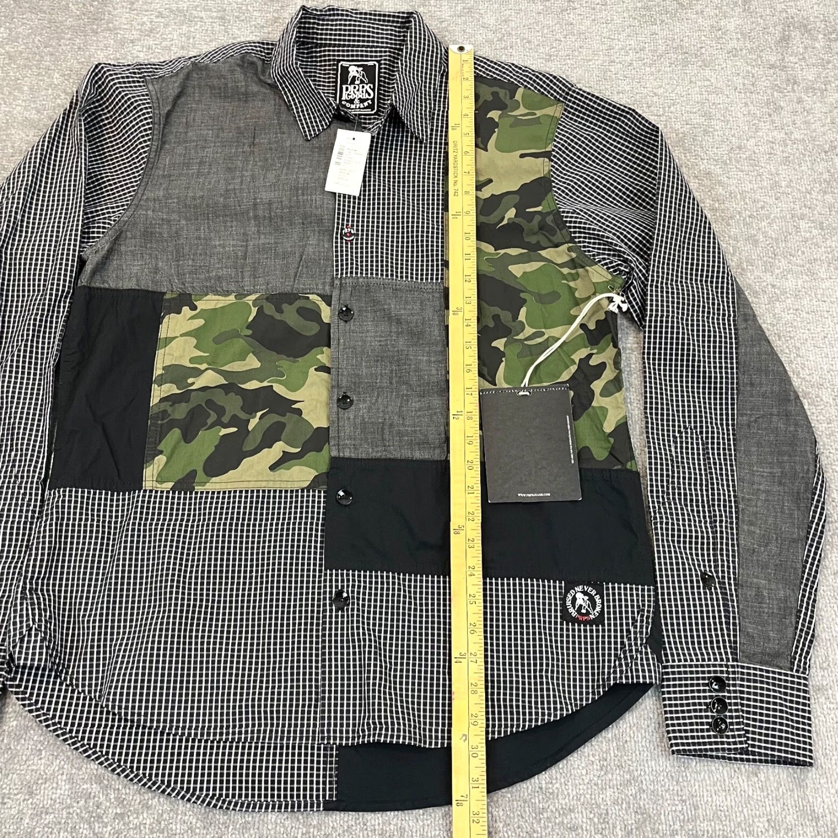 Prps PRPS Button-Up Shirt Men's XL Patchwork Camo Black Plaid Long Sleeve Multicolor Casual Size US XL / EU 56 / 4 - 7 Thumbnail