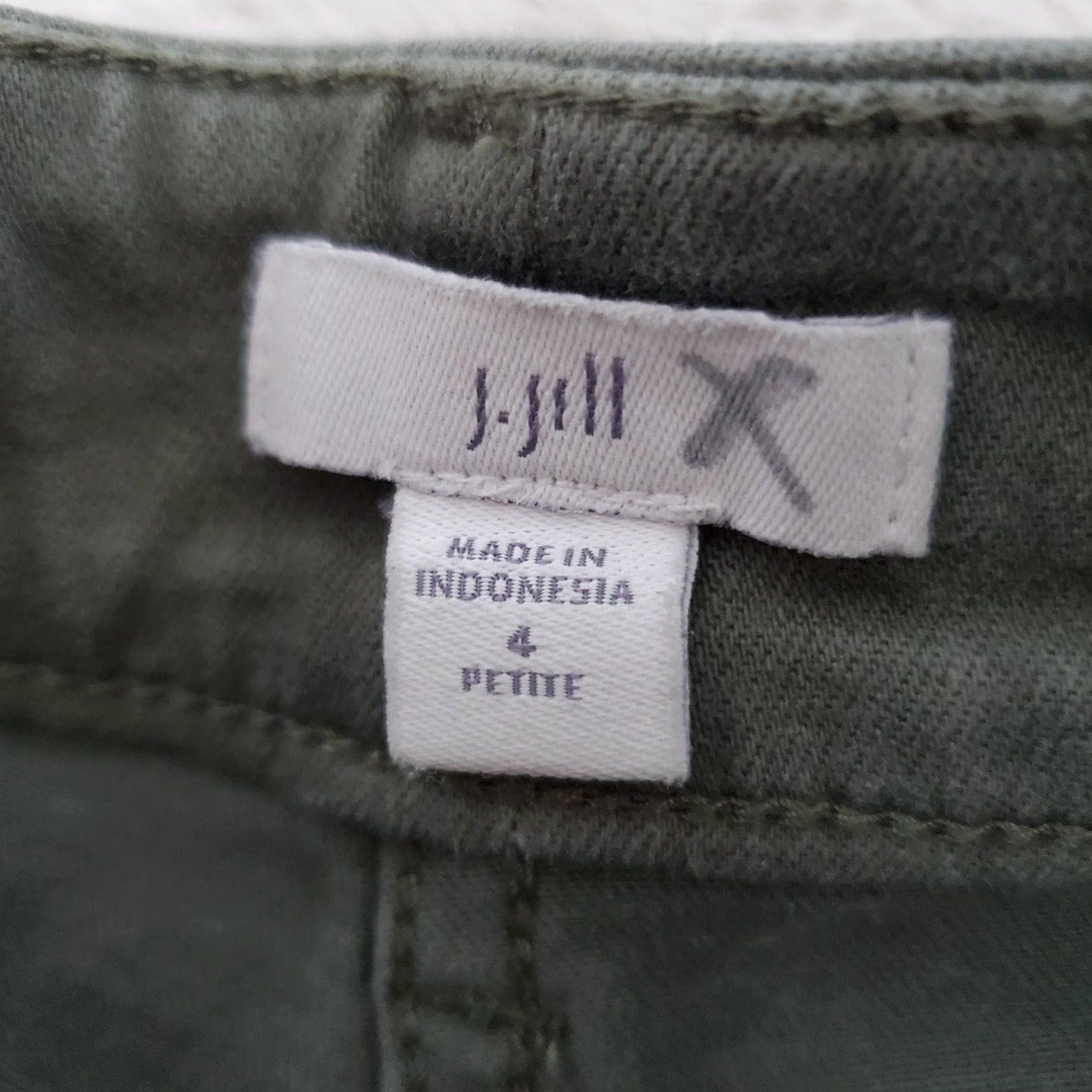 J. Jill VINTAGE J Jill Pants Women Petite 4 Olive Green Embroidered Mid Rise Skinny Cargo Jeans Girls Womens Size 27" / US 4 / IT 40 - 3 Thumbnail