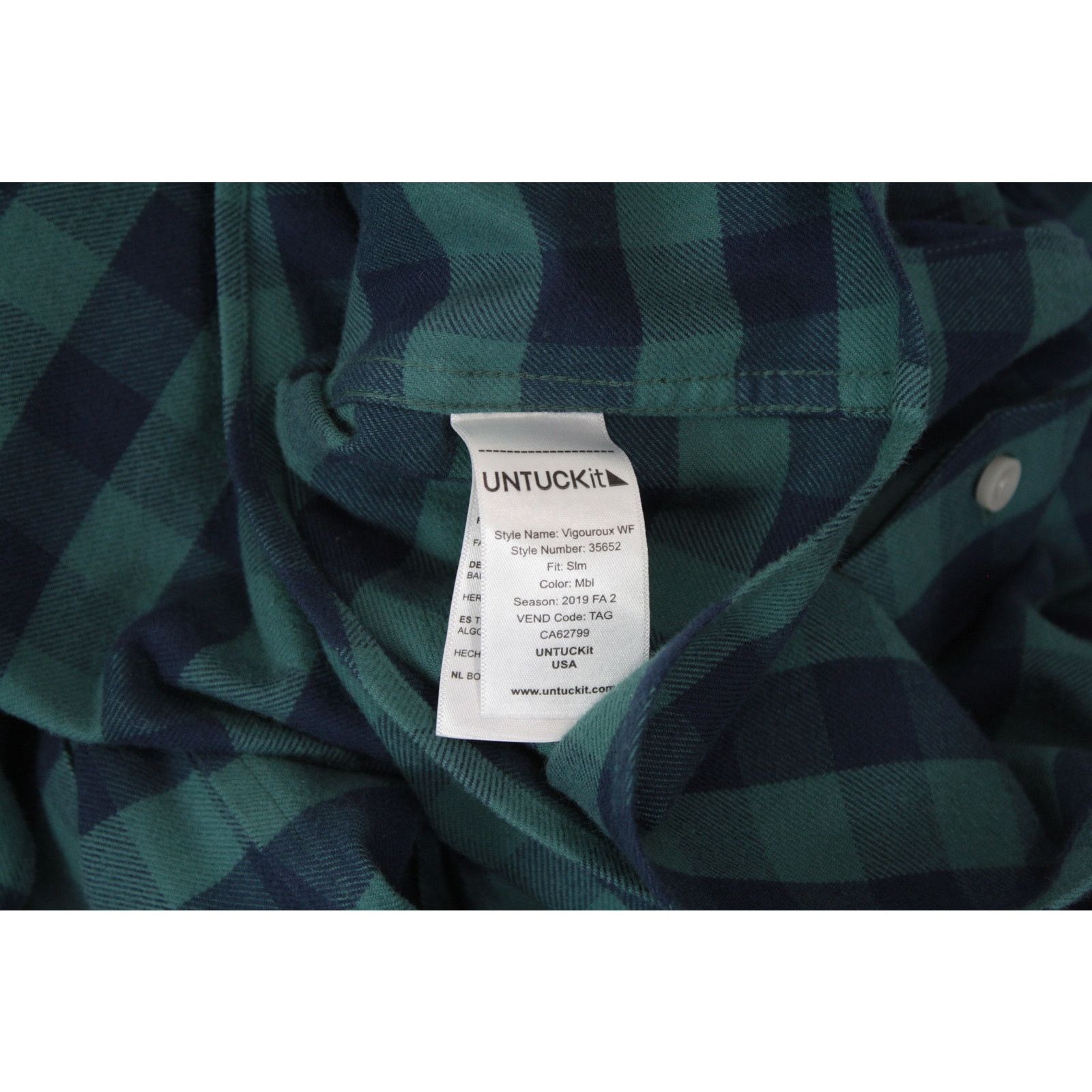 UNTUCKit UNTUCKit Flannel Shirt Mens L Blue Buffalo Plaid Slim Fit Size US L / EU 52-54 / 3 - 8 Thumbnail