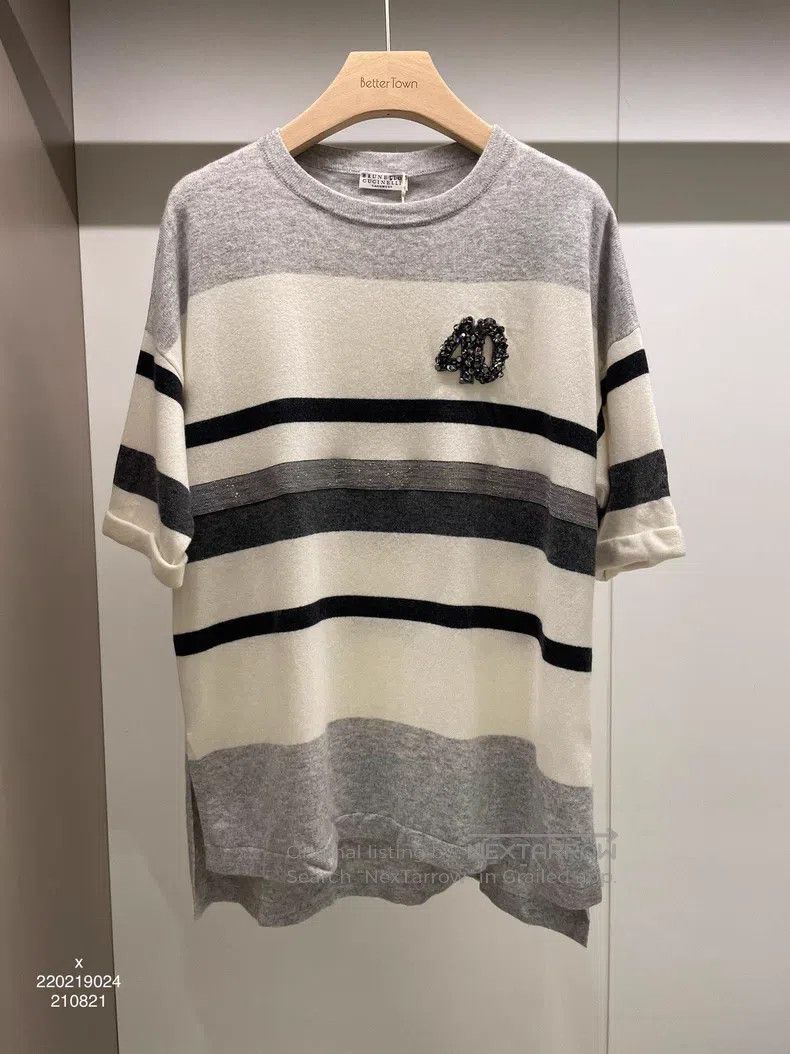 Brunello Cucinelli Brunello Cucinelli Grey White Beige Contrast Cashmere Shor Size S / US 4 / IT 40 - 1 Thumbnail
