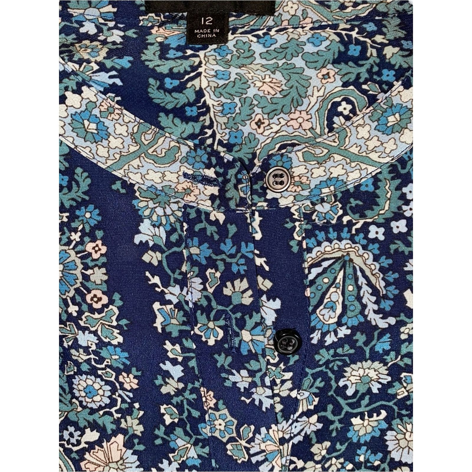 J.Crew JCrew $228 Tie-front Silk Shirt-Dress Blue Paisley 12 NWOT Size XL / US 12-14 / IT 48-50 - 9 Thumbnail