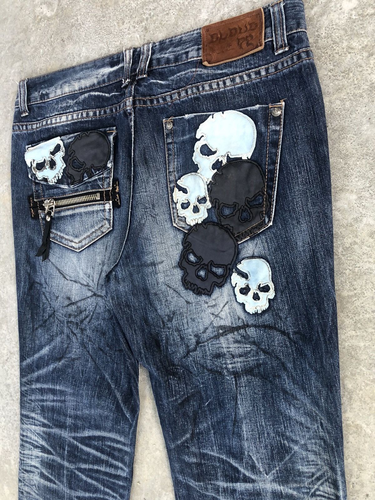 Japanese Brand Japanese Skulls Embroidered Jeans Distressed Jeans Patchwork Size US 37 - 1 Thumbnail