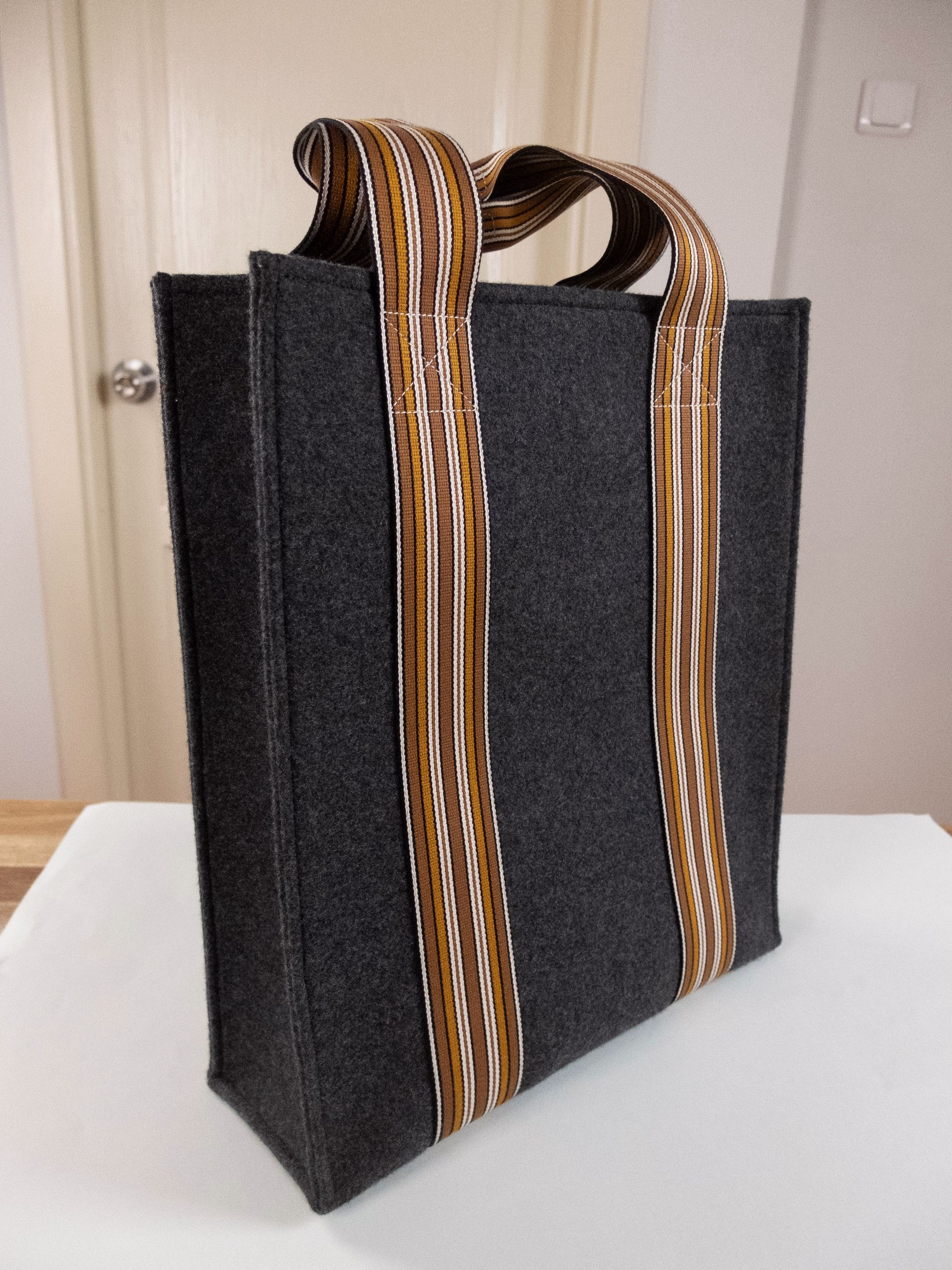 Loro Piana LORO PIANA Suitcase Stripes dark gray cashmere tote bag NWT Size ONE SIZE - 7 Thumbnail