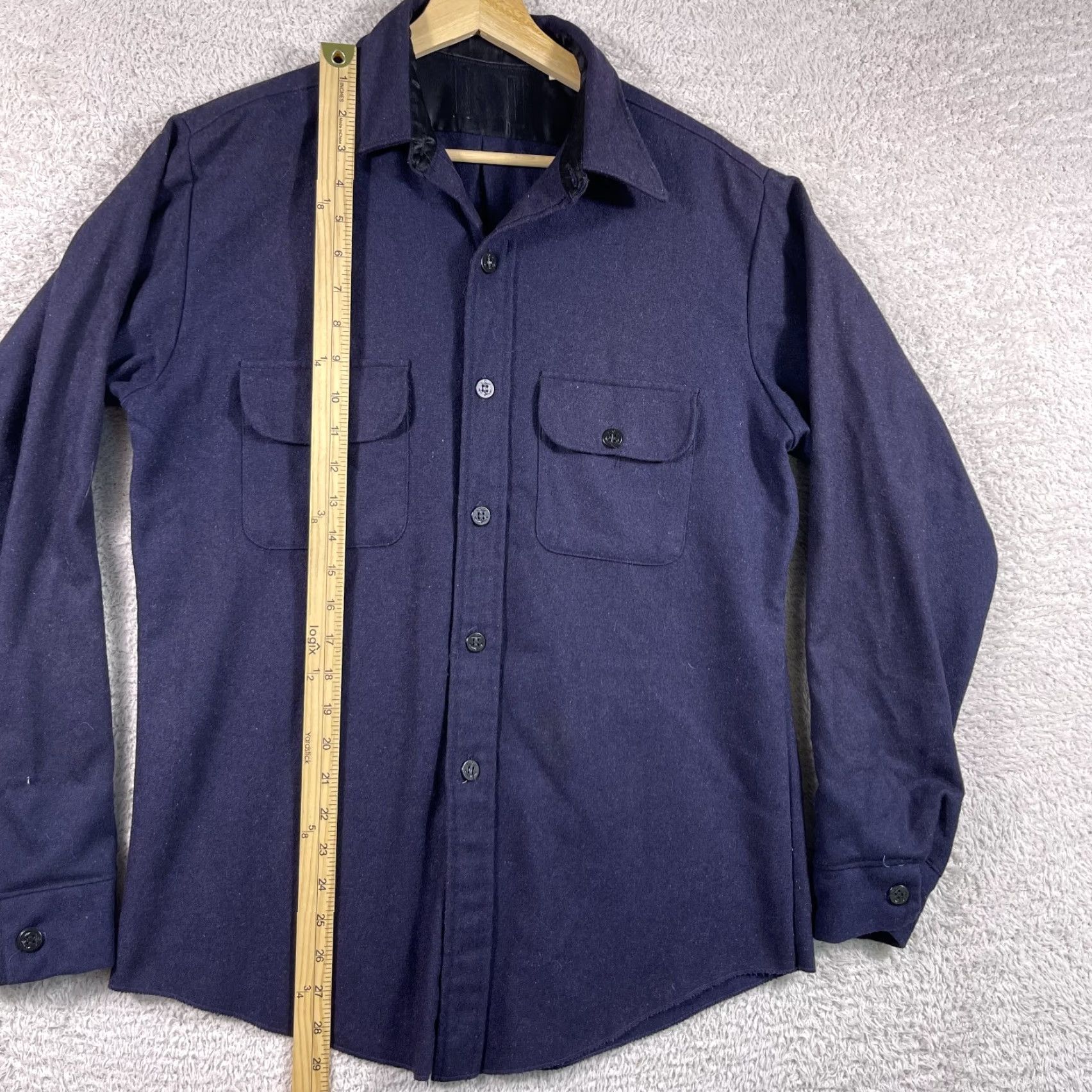 Vintage VINTAGE Unbranded CPO Flannel Shirt Men’s Medium 15-15.5 Navy Blue Military 60's Wool 70's Button-Up 60s Wool Flannel Pockets Size US M / EU 48-50 / 2 - 5 Thumbnail