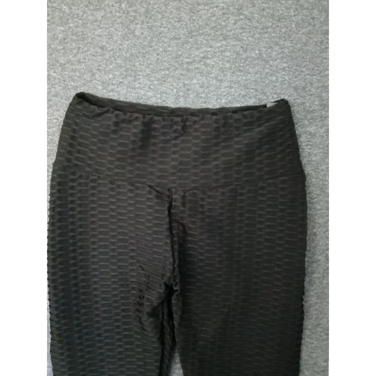 Vintage Women's Leggings M Black Mid Waist Textured Pull-On Jegging - Yoga, Gym & Training Womens Size 32" / US 10 / IT 46 - 3 Thumbnail