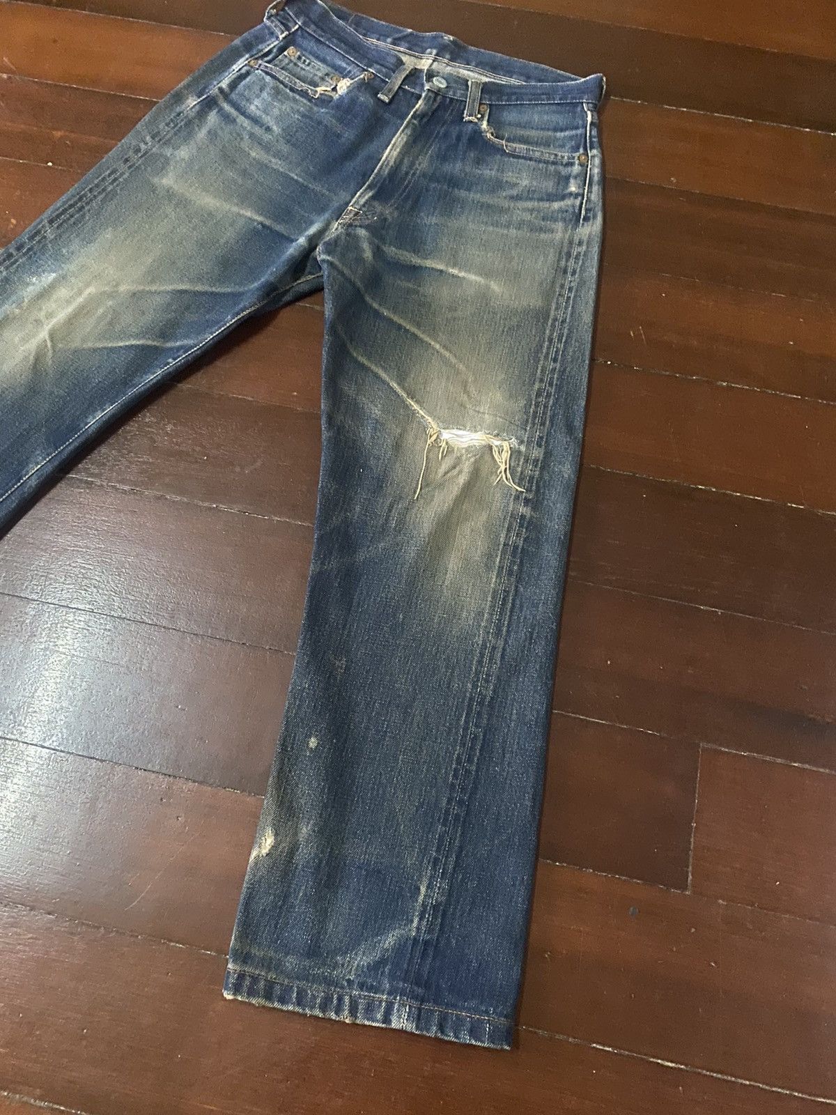 Denime FIRE VINTAGE DENIME JAPAN BRAND FLARE JEANS DISTRESSED RIP Size US 32 / EU 48 - 6 Thumbnail