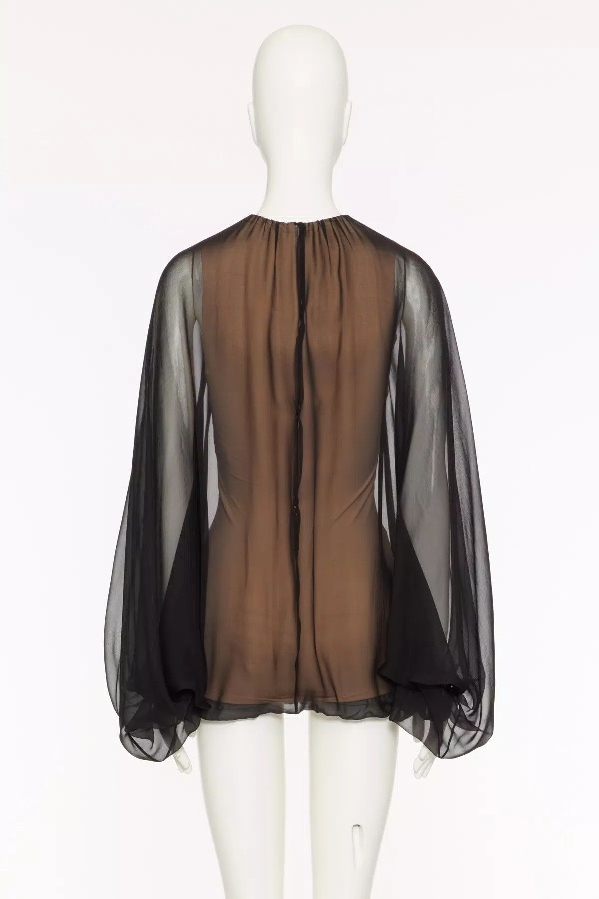 Valentino o1s1wg110426 Chiffon Top in Nero/Sand Size XL / US 12-14 / IT 48-50 - 3 Thumbnail