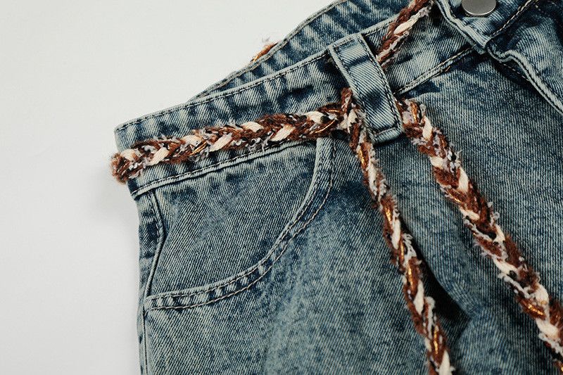 Vintage American retro washed drawstring scimitar jeans Size US 32 / EU 48 - 4 Thumbnail
