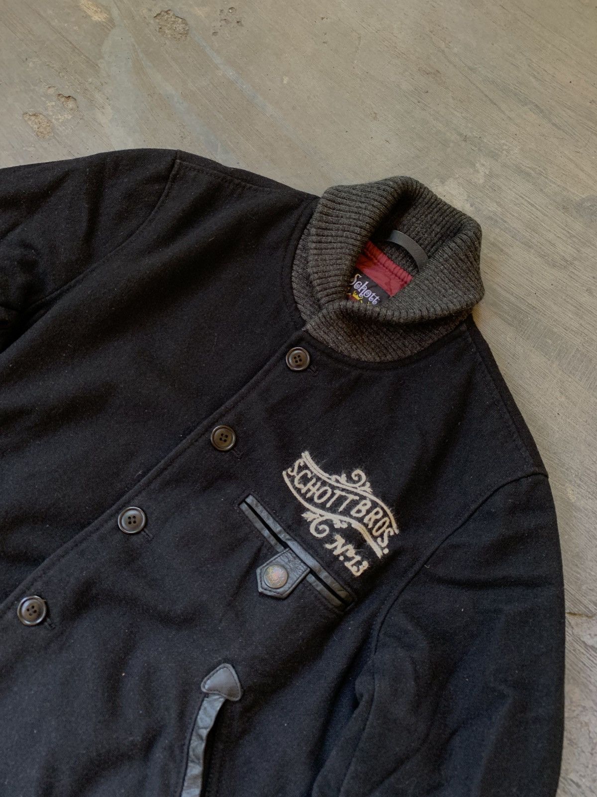 Schott × Vintage Schott Bros NYC Shawl Collar Stadium Varsity Wool Jacket Size US M / EU 48-50 / 2 - 2 Thumbnail