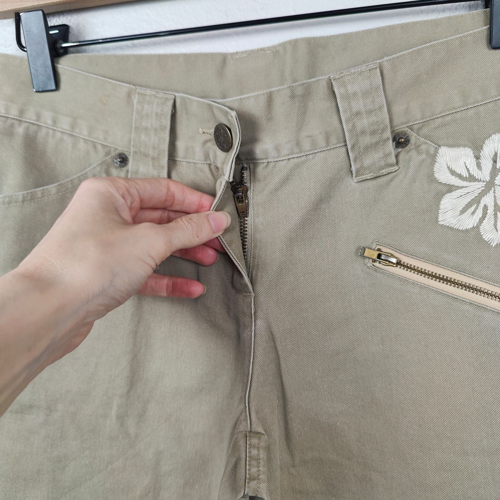 Other Vintage Y2K Aldo Gianne Embroidered Pants Womens Medium Tan Size 29" - 4 Thumbnail