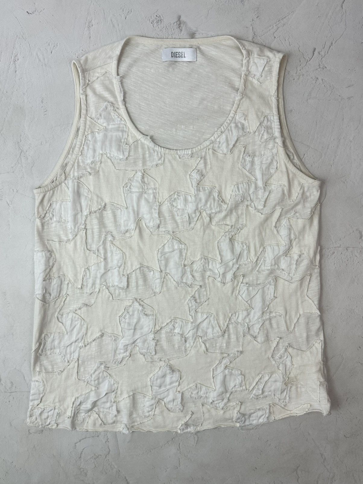 Diesel Vintage Diesel Stars Ivory Sleeveless Top Size L / US 10 / IT 46 - 1 Thumbnail