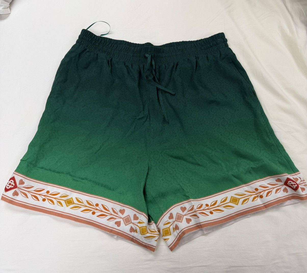 Casablanca Drawstring Silk Shorts Unity Is Power Green Size US 38 / EU 54 - 1 Thumbnail