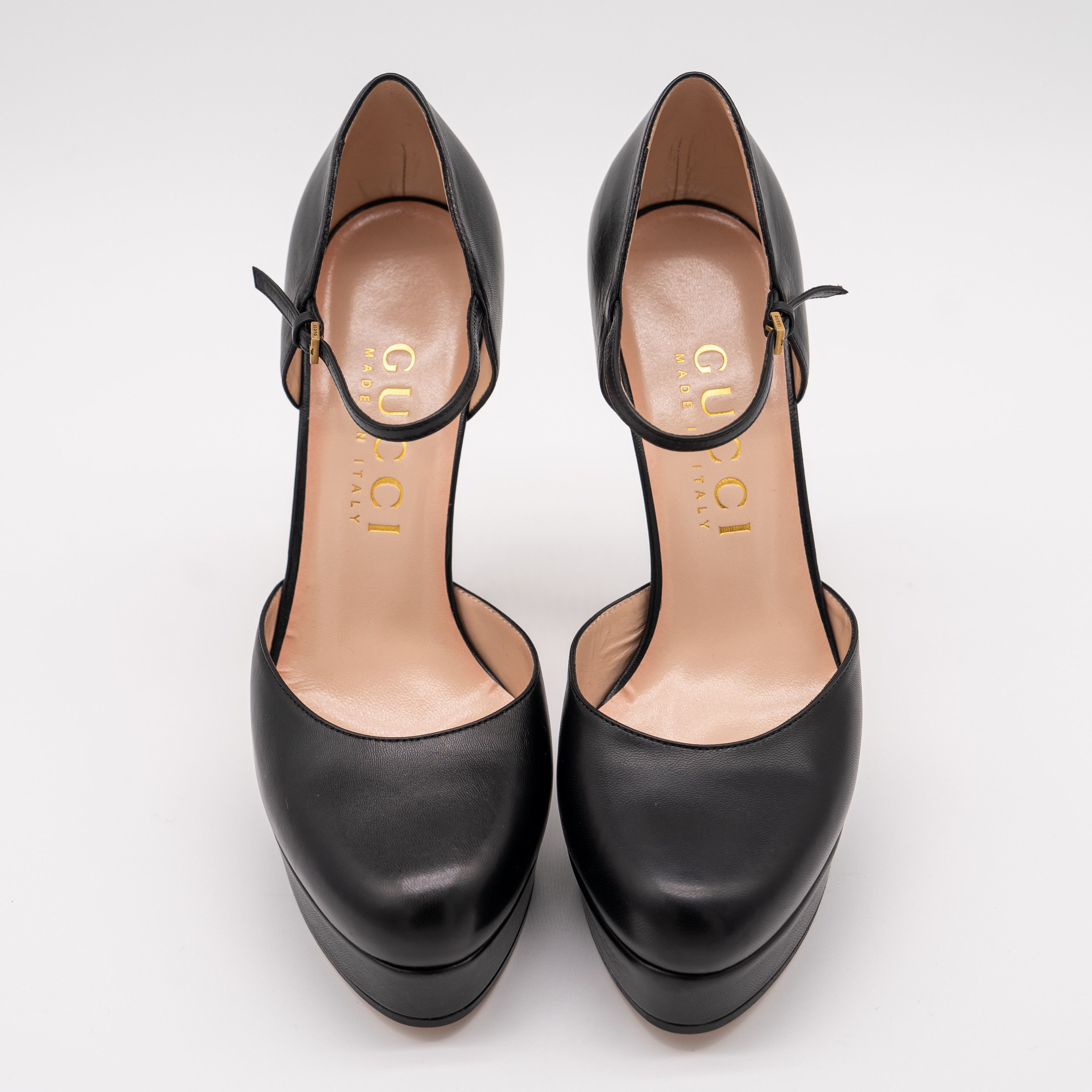 Gucci 40.5G 10.5 US Gucci Platform Pumps Black Leather Strap Size US 10.5 / IT 40.5 - 3 Thumbnail