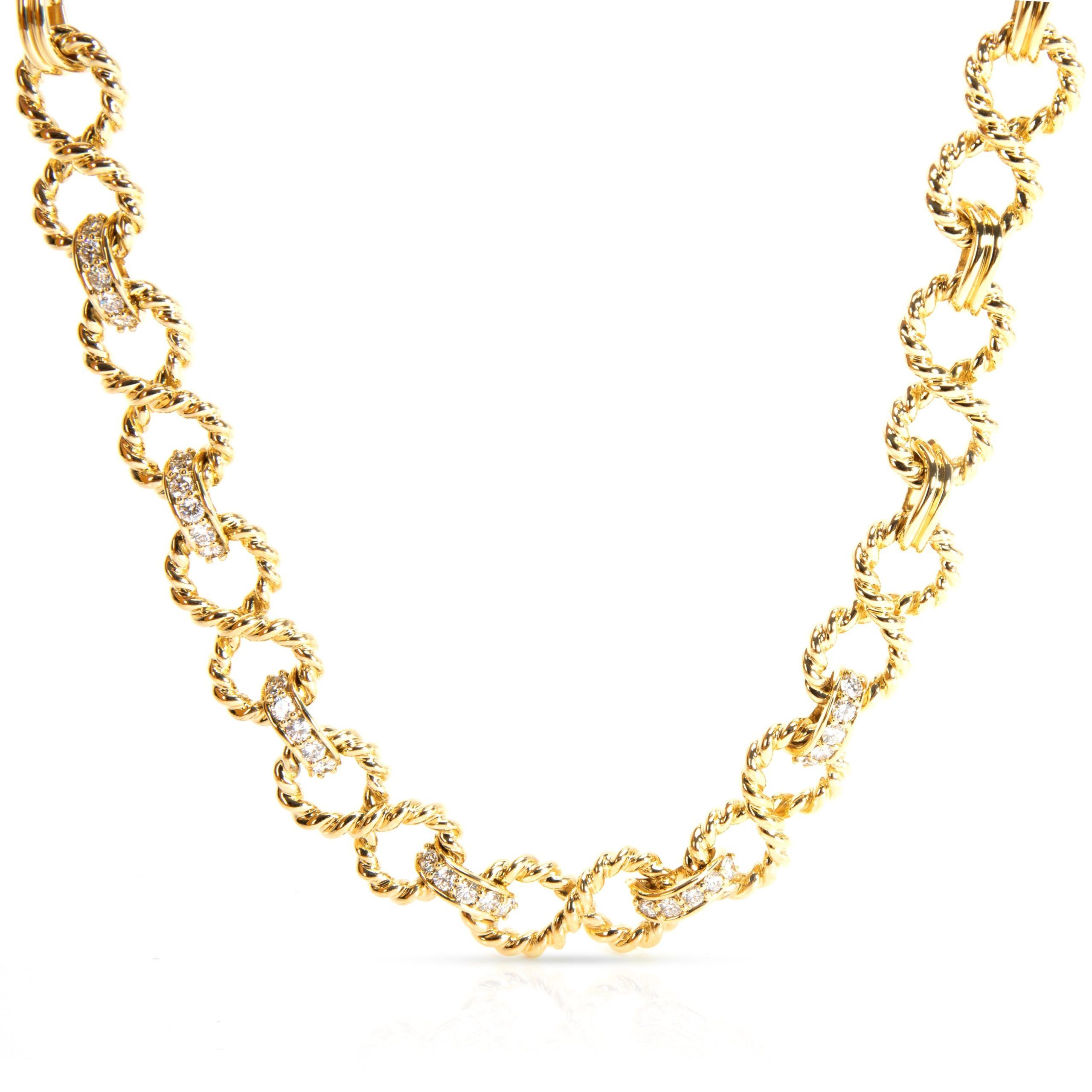 Tiffany & Co Vintage Twisted Rope Infinity Diamond Necklace in 18K
