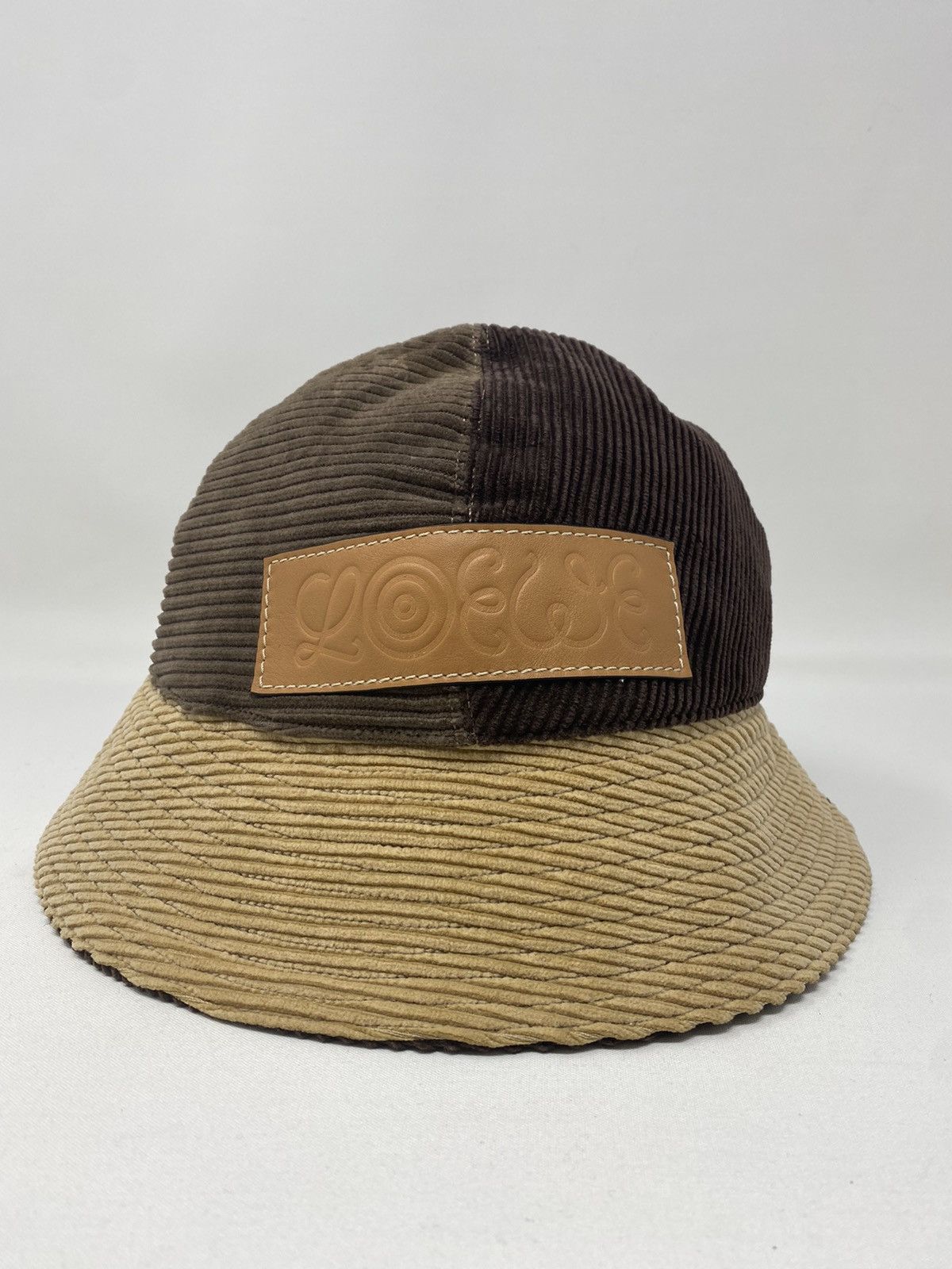 Loewe Brown Patchwork Corduroy Bucket Hat